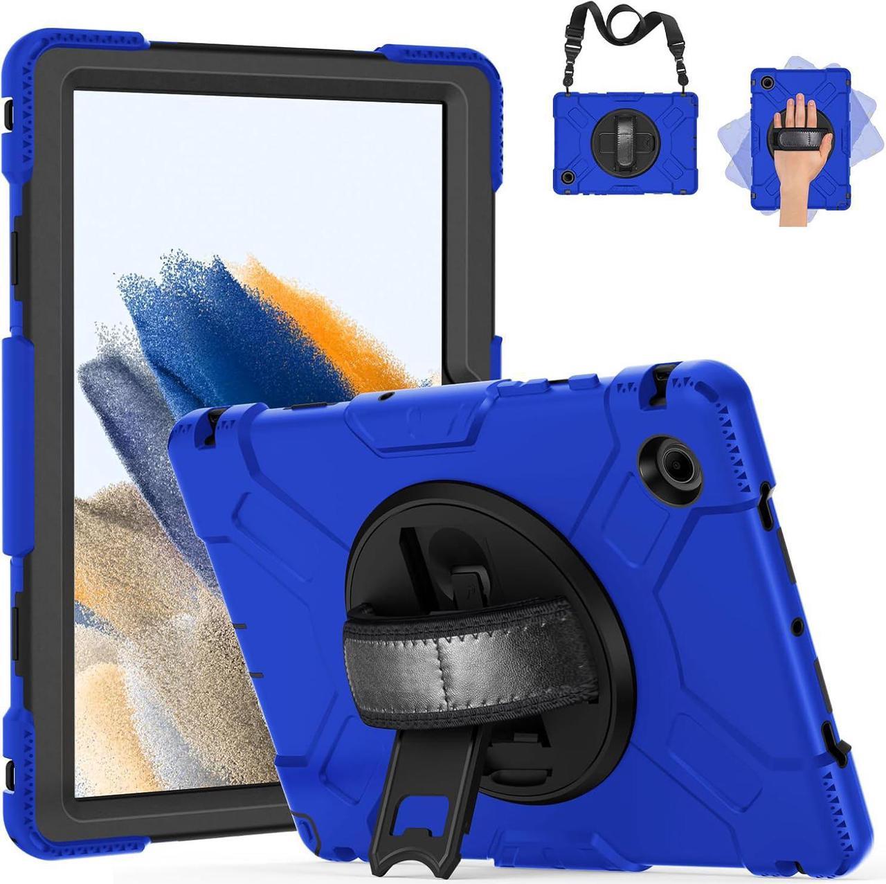 BONAEVER Case for Samsung Galaxy Tab A8 10.5 inch 2022 SM-X200/X205/X207 Shockproof Cover with Stand/Hand Strap/Shoulder Strap/Pen Holder Blue