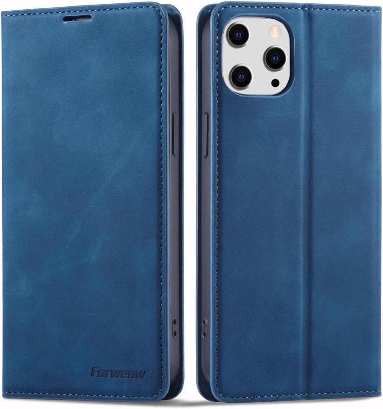 BONAEVER Case for iPhone 16 Pro 6.3 inch Premium PU Leather Phone Cover with Card Holder Stand, Shockproof Flip Wallet Cover Blue