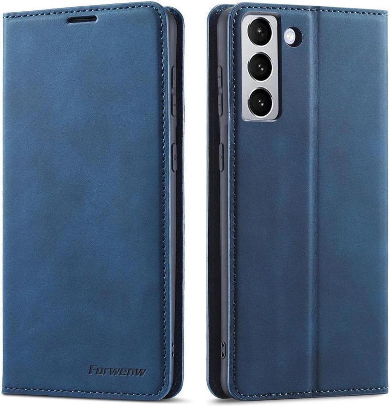 BONAEVER Case for Samsung Galaxy S24 FE 6.7'' Premium PU Leather Phone Cover with Card Holder Stand, Shockproof Flip Wallet Cover Blue