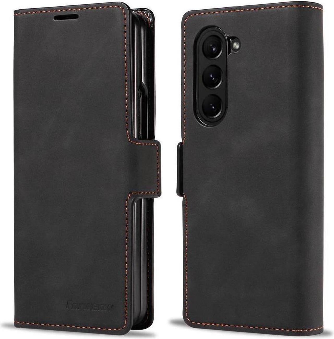 BONAEVER Case for Samsung Galaxy Z Fold 6 5G Premium PU Leather Phone Cover with Card Holder Stand, Shockproof Flip Wallet Cover