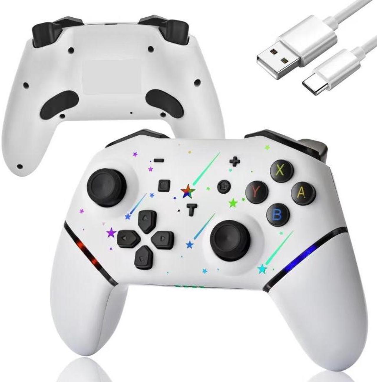 BONAEVER Switch Controller,Wireless Pro Controller with 1000mAh Battery/9 Colors RGB Light/Programmable/Dual Vibration/Gyro Sensor/Turbo/Wake-up Function,Game Controller for Switch/Lite/OLED/PC White