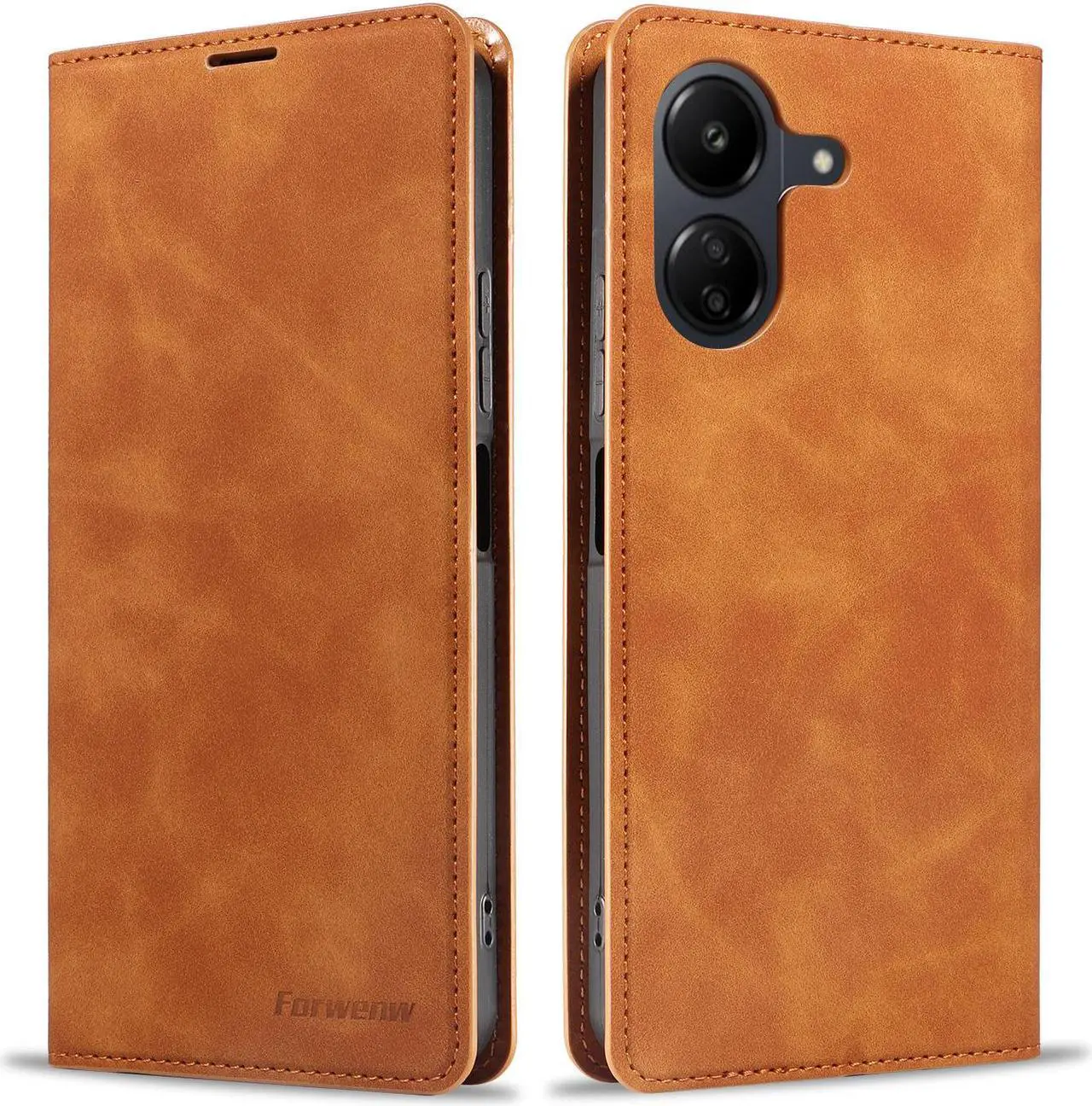 Main image of BONAEVER Case for Xiaomi Redmi Note 13 Pro Plus 5G Premium PU Leather Phone Cover with Card Holder Stand, Shockproof Flip Wallet Cover Brown