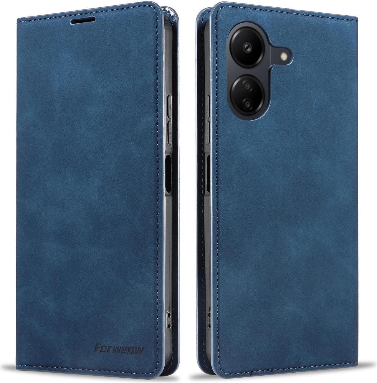 BONAEVER Case for  Xiaomi Redmi Note 13 Pro Plus 5G Premium PU Leather Phone Cover with Card Holder Stand, Shockproof Flip Wallet Cover Blue