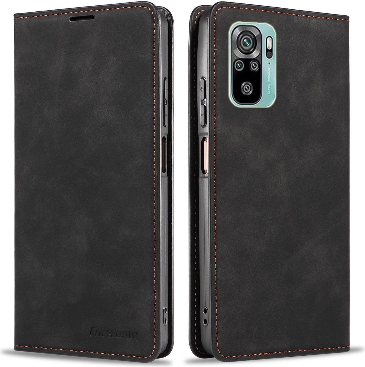 BONAEVER Case for Xiaomi Redmi Note 10 4G (Not fit 5G) / Redmi Note 10S Premium PU Leather Phone Cover with Card Holder Stand, Shockproof Flip Wallet Cover