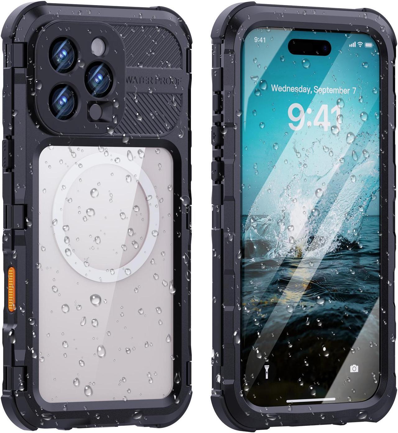 BONAEVER for iPhone 16 Pro Max 6.9 inch Waterproof Case Compatible with MagSafe, Magnetic Waterproof Metal Full Body IP68 Underwater Case Built-in Screen Protector Military Grade Shockproof Cover