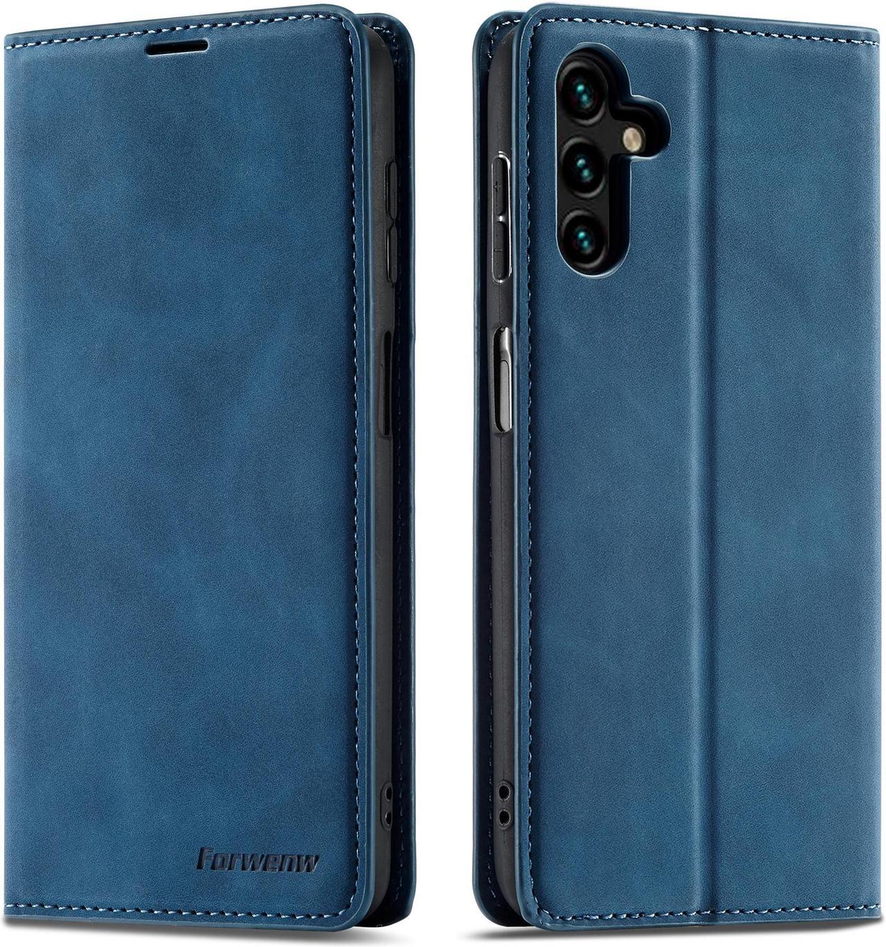 BONAEVER Case for Samsung Galaxy A55 5G Premium PU Leather Phone Cover with Card Holder Stand, Shockproof Flip Wallet Cover Blue