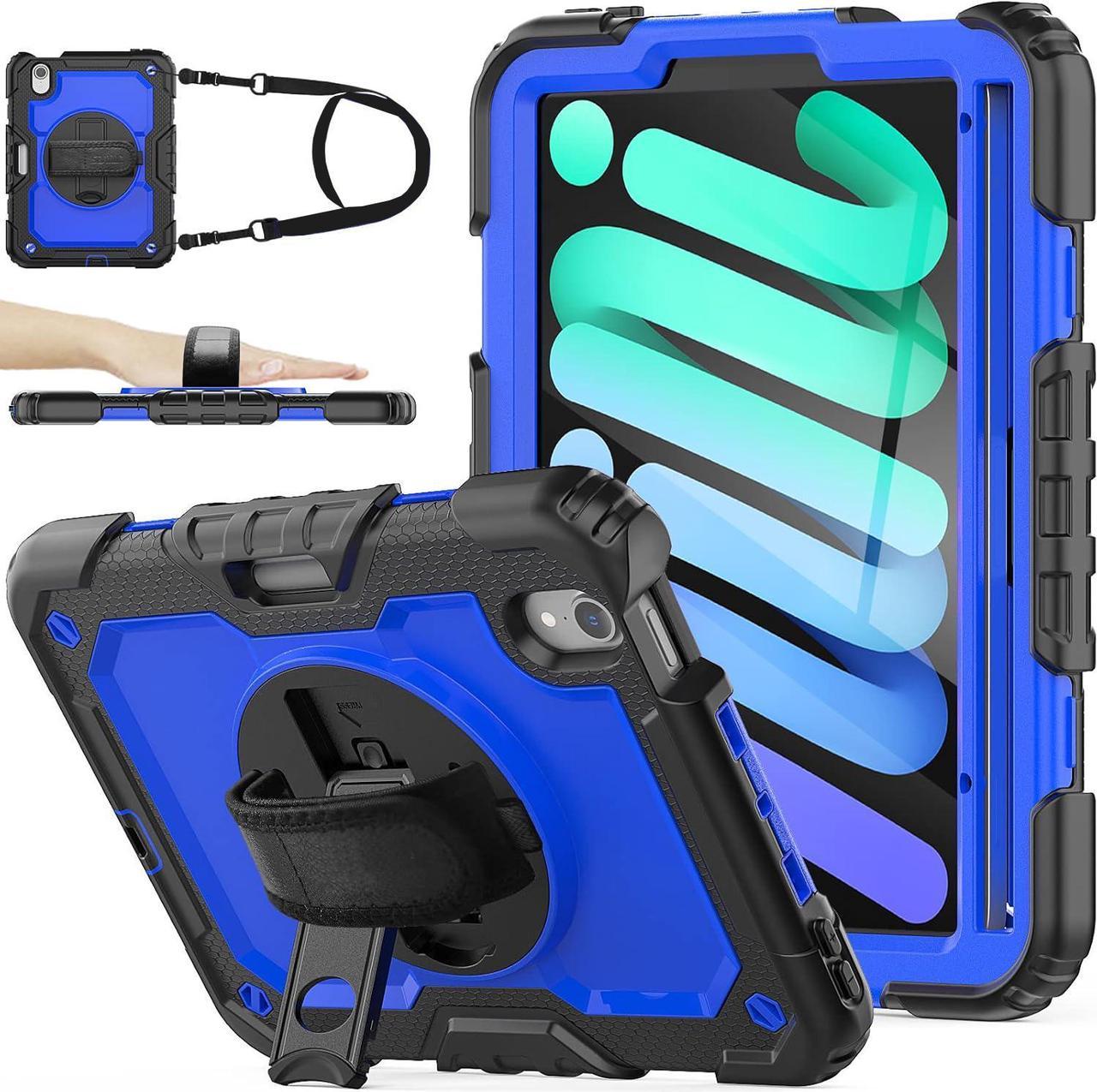 BONAEVER Case for iPad Mini 7 (A17 Pro) 2024 / iPads Mini 6 8.3" Full-Body Shockproof Protective Case with Screen Protector, 360° Rotating Stand, Hand/Shoulder Strap for iPad Mini 7th/ 6th Generation