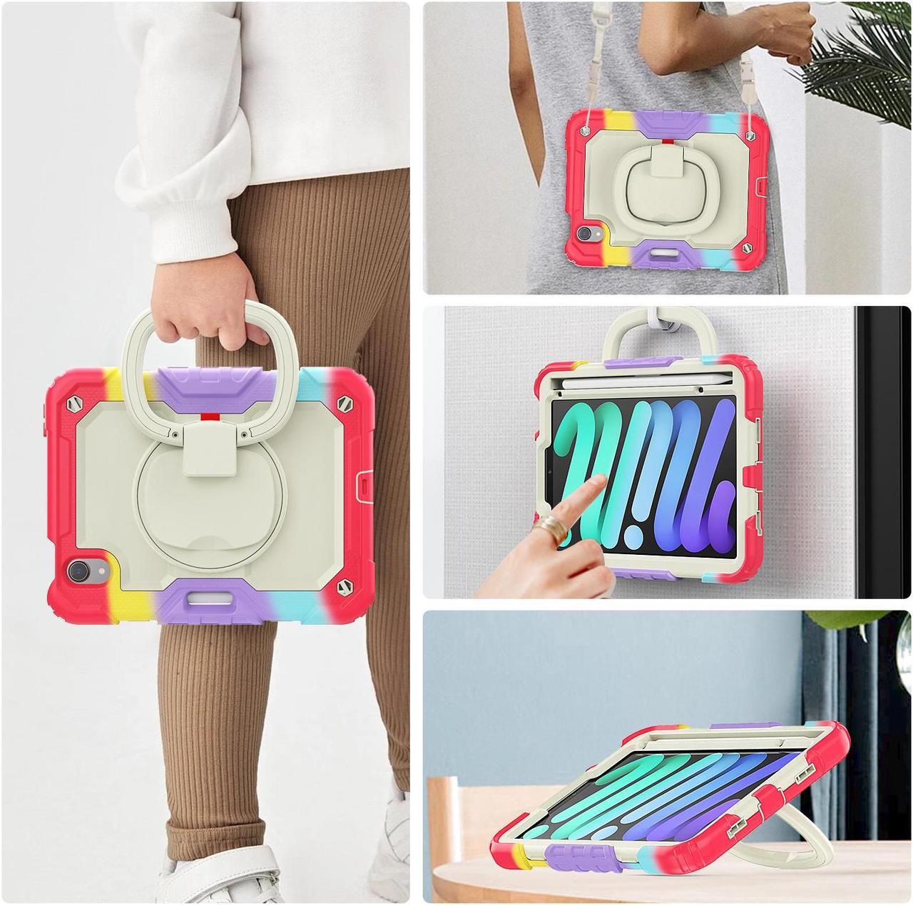 Alt view image 6 of 7 - BONAEVER Case for iPad Mini 7 (A17 Pro) 2024 / iPad Mini 6 8.3'' with Screen Protector Pencil Holder [360 Rotating Hand Strap] &Stand, Drop-Proof Shockproof Cover for iPad Mini 7th/6th Generation 8.3"