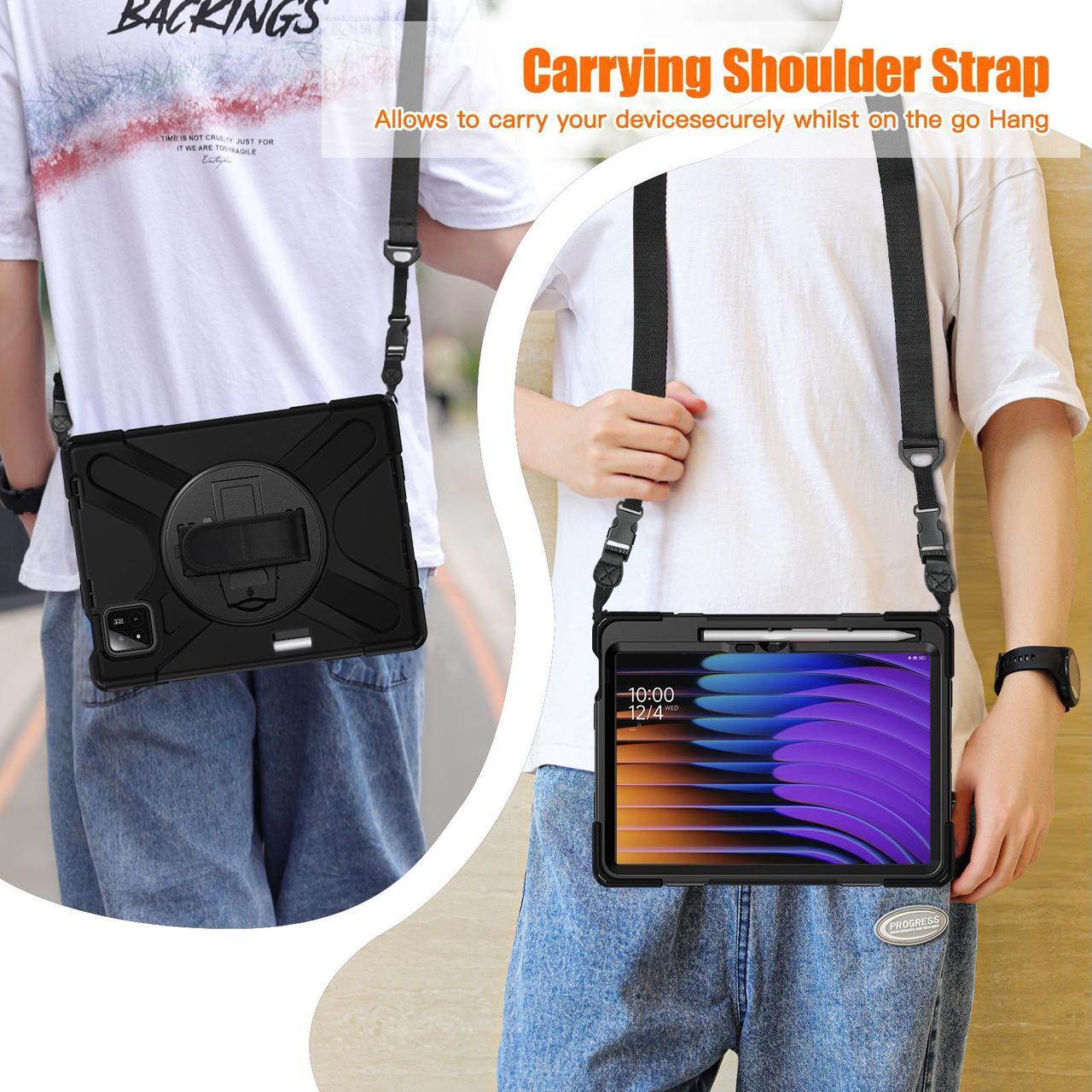 Alt view image 5 of 7 - BONAEVER Case for Xiaomi Mi Pad 7 / Mi Pad 7 Pro 11.2 inch Released 2024, Shockproof Cover with 360 Rotate Stand Hand Strap Shoulder Strap Pencil Holder Protective Cover