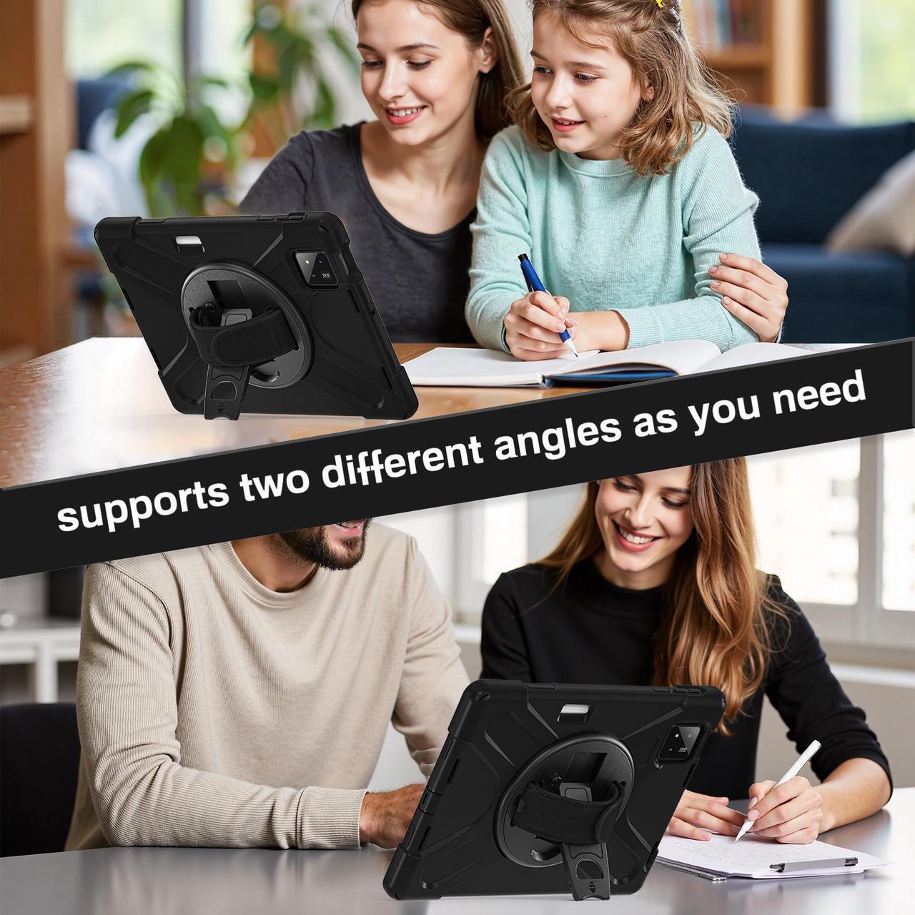 Alt view image 4 of 7 - BONAEVER Case for Xiaomi Mi Pad 7 / Mi Pad 7 Pro 11.2 inch Released 2024, Shockproof Cover with 360 Rotate Stand Hand Strap Shoulder Strap Pencil Holder Protective Cover