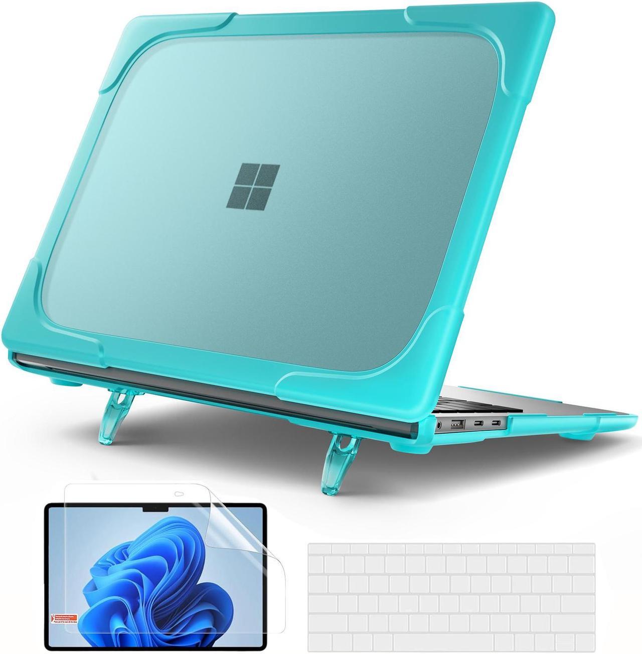 BONAEVER Case for 13.8 Inch Microsoft Surface Laptop 7 2024 Model 2036, Heavy Duty Plastic Hard Shell Laptop Cover with Kickstand, Keyboard Skin, Screen Protector Blue