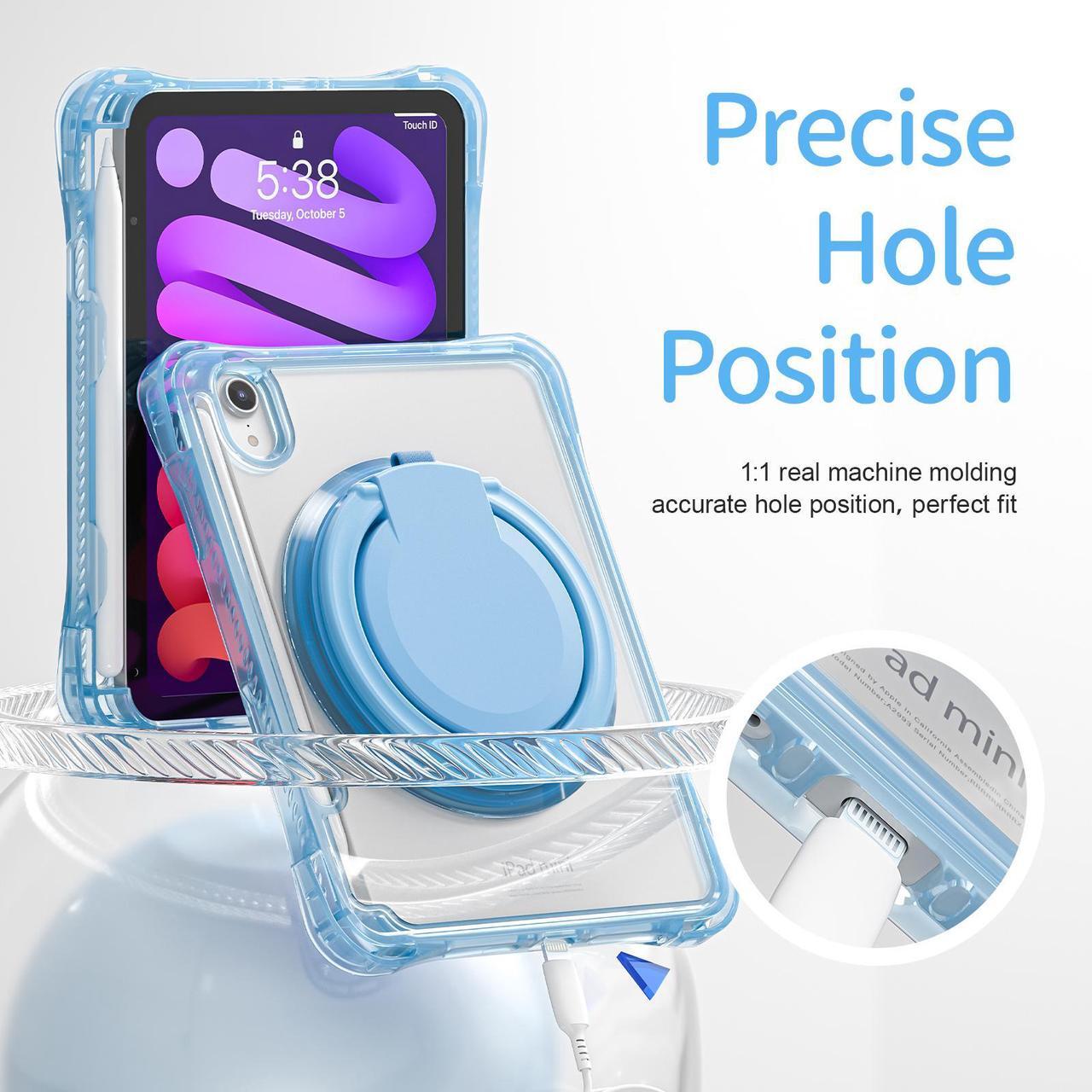 Alt view image 7 of 7 - BONAEVER Case for iPad Mini 7 A17 Pro / Mini 6, iPad Mini 6th/7th Gen 2021 2024 8.3 Inch Shockproof Rugged Protective Cover with 360 Rotating Stand Pencil Holder Hand/Shoulder Strap Transparent Back