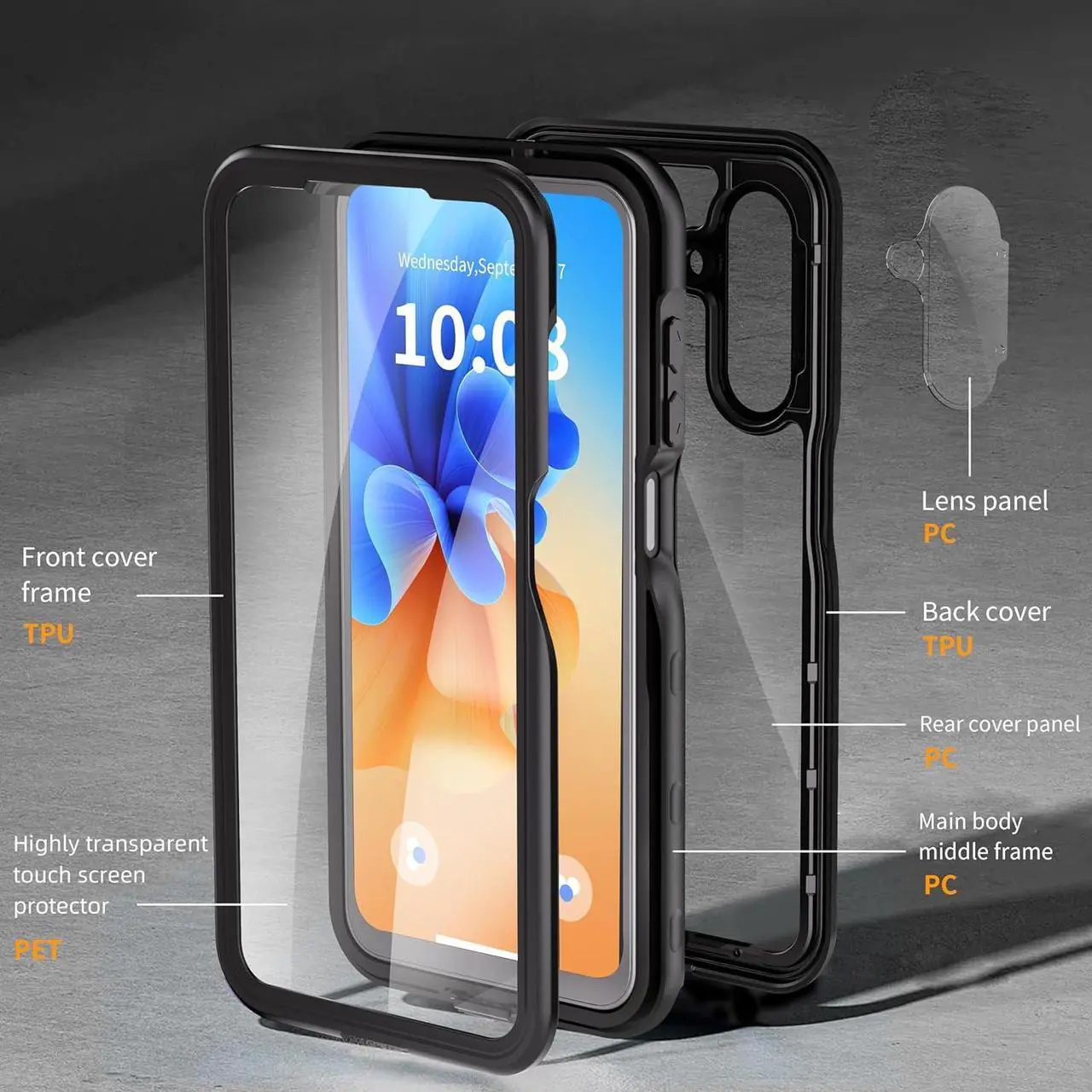 Alt view image 4 of 7 - BONAEVER for Samsung Galaxy A26 5G Phone Case, IP68 Waterproof Dustproof, Built-in Screen Protector, Rugged Full Body Shockproof Protective Cover for Galaxy A26 5G 6.64 Inch 2025