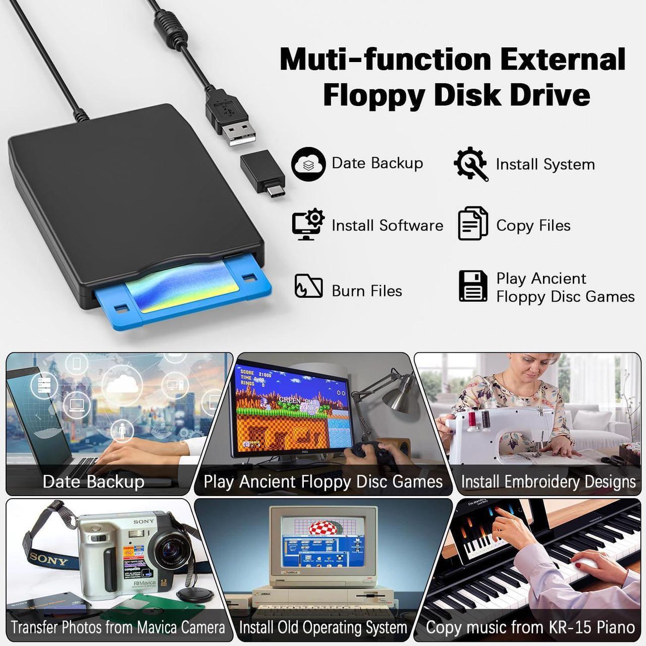 Alt view image 5 of 7 - BONAEVER USB Floppy Disk Drive, Floppy Disk Reader 3.5 inch Portable USB External 1.44MB FDD Diskette Drive for Windows 11/10/8/7/2000/XP/Vista PC Laptop, Plug and Play (Black)