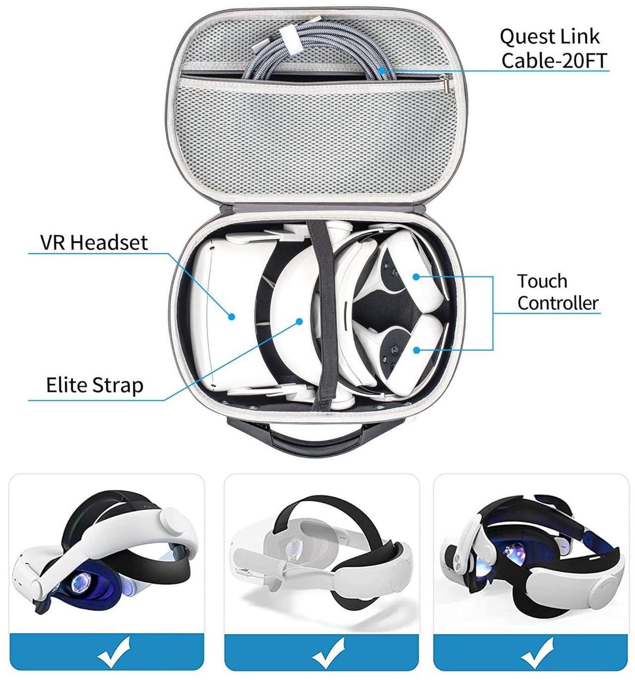 Alt view image 3 of 7 - BONAEVER Hard Carrying Case for Meta Quest 3 / Quest 3S, VR Gaming Headset Controllers and Accessories Travel Storage Case for Vision Pro, Meta Quest 2, Quest Pro, Pico 4, Pico 4 Pro