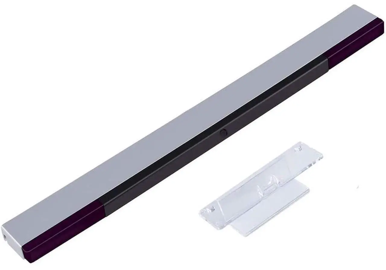 Main image of BONAEVER Wii Wireless Sensor Bar, for Wii Sensor Bar Replacement Compatible with Nintendo Wii/Wii U Console with Stable Stand, Black Silver