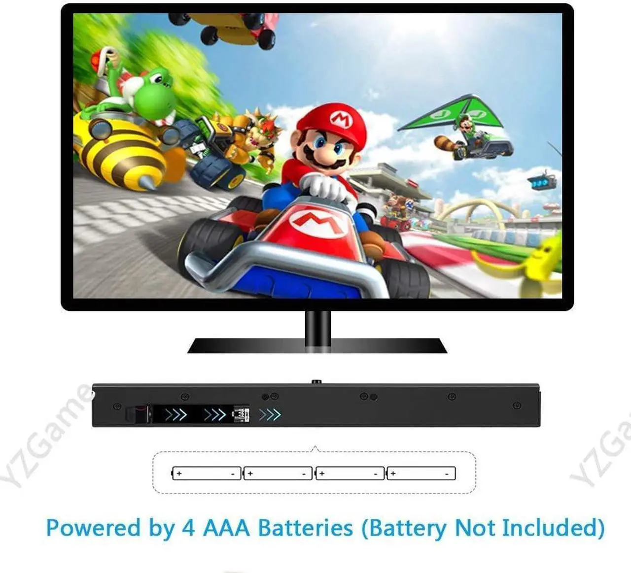 Alt view image 2 of 6 - BONAEVER Wii Wireless Sensor Bar, for Wii Sensor Bar Replacement Compatible with Nintendo Wii/Wii U Console with Stable Stand, Black Silver
