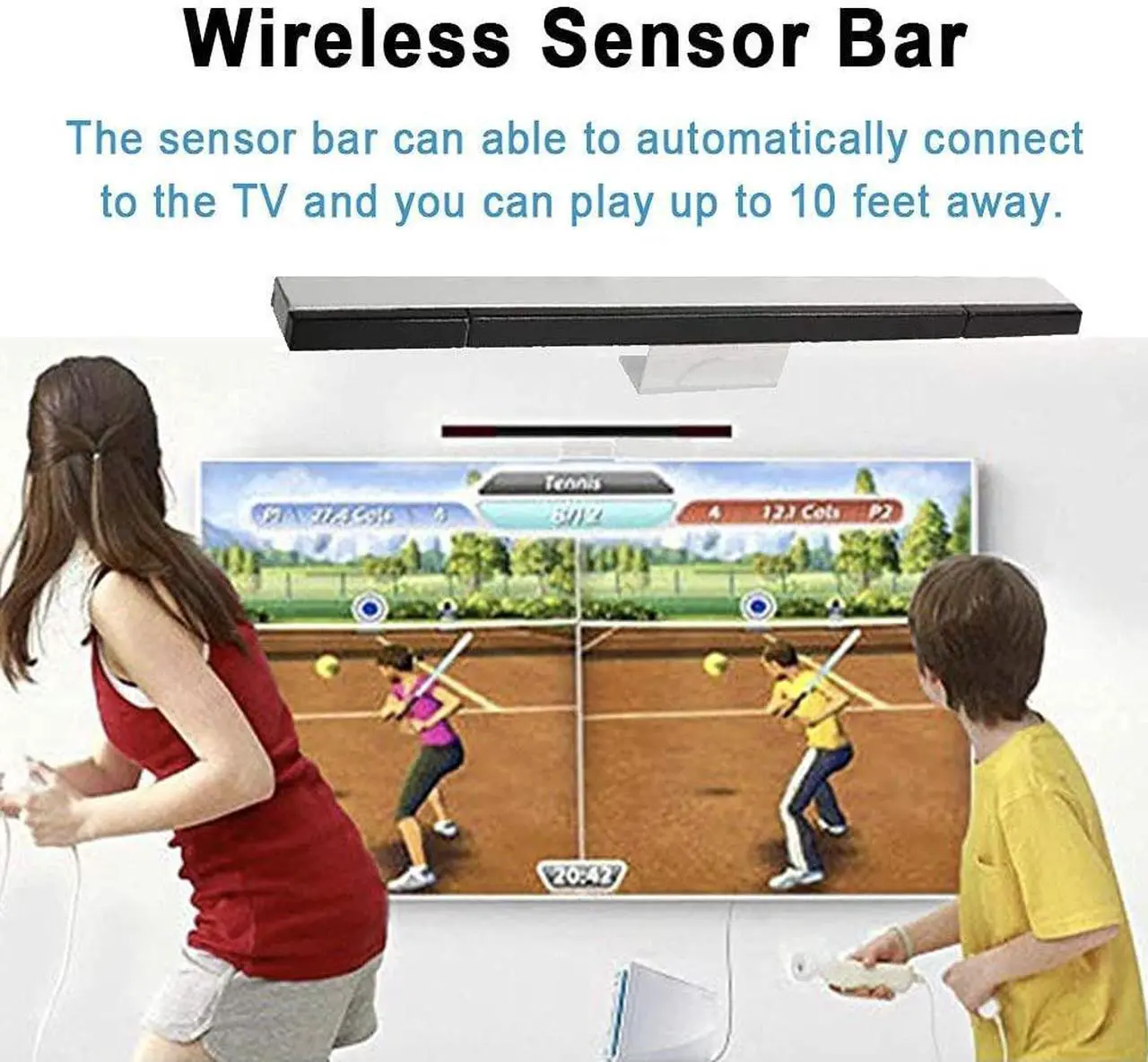 Alt view image 5 of 6 - BONAEVER Wii Wireless Sensor Bar, for Wii Sensor Bar Replacement Compatible with Nintendo Wii/Wii U Console with Stable Stand, Black Silver