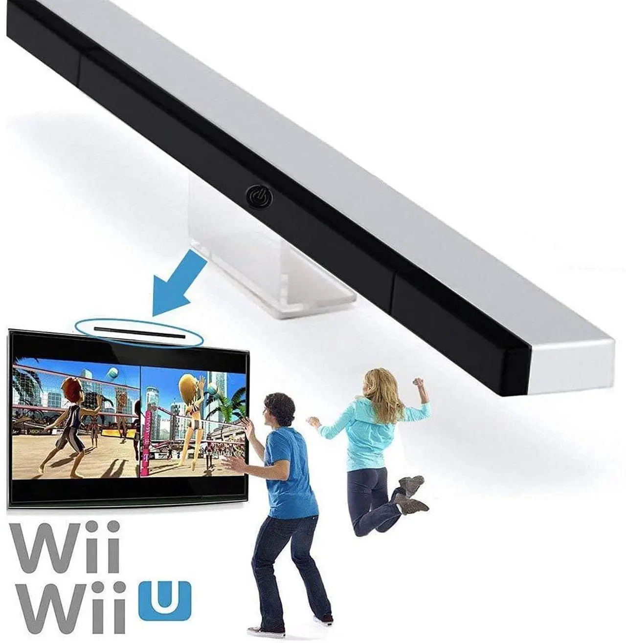 Alt view image 4 of 6 - BONAEVER Wii Wireless Sensor Bar, for Wii Sensor Bar Replacement Compatible with Nintendo Wii/Wii U Console with Stable Stand, Black Silver