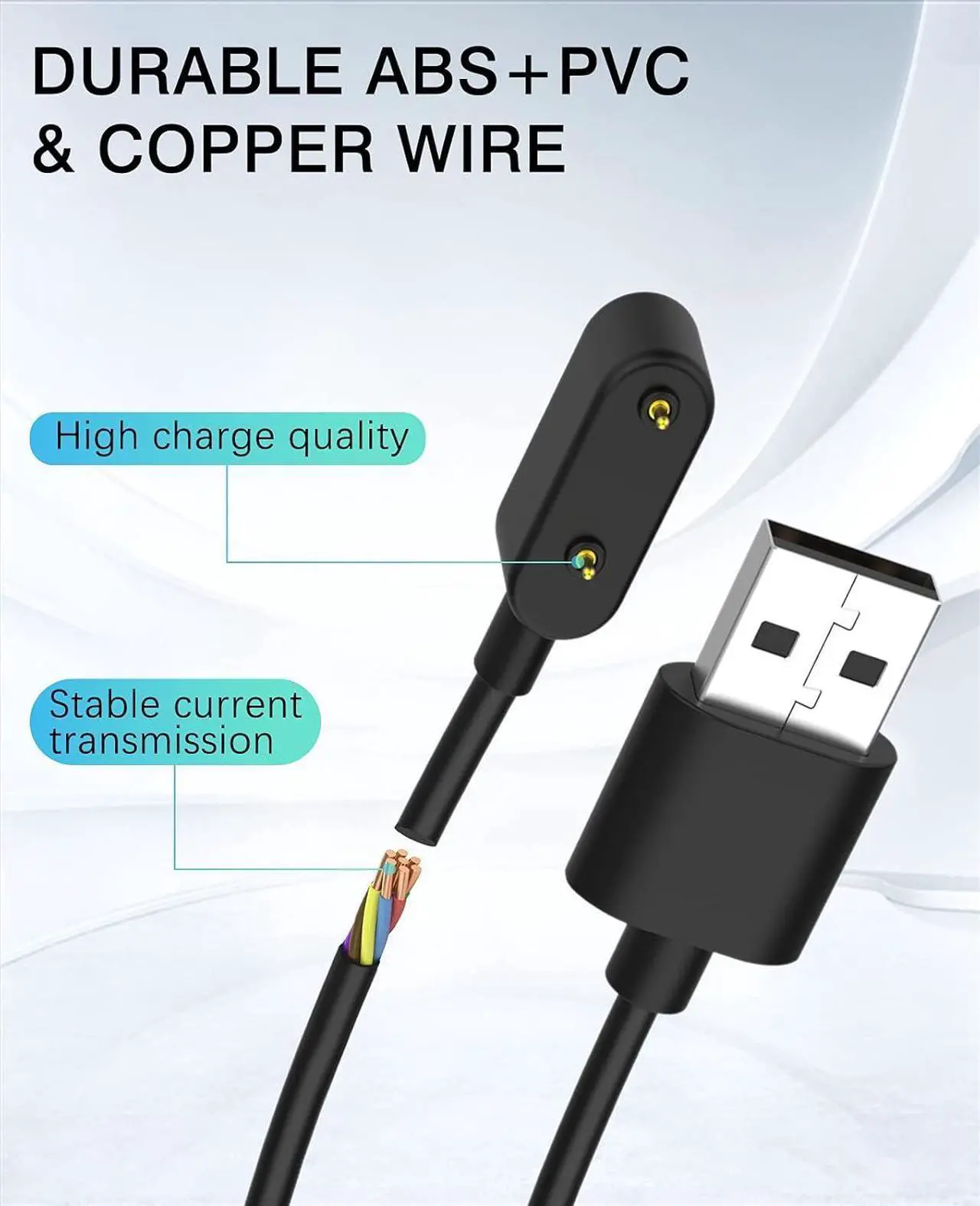 Alt view image 3 of 7 - BONAEVER 2 Packs Charger for Huawei Watch Fit 3/Fit 2/Fit/Fit Mini/Fit New/Huawei Band 9/8/7/6/6 Pro/Honor Band 9/7/6, Magnetic Charger Dock with 100 cm USB Charging Cable Cord, Black