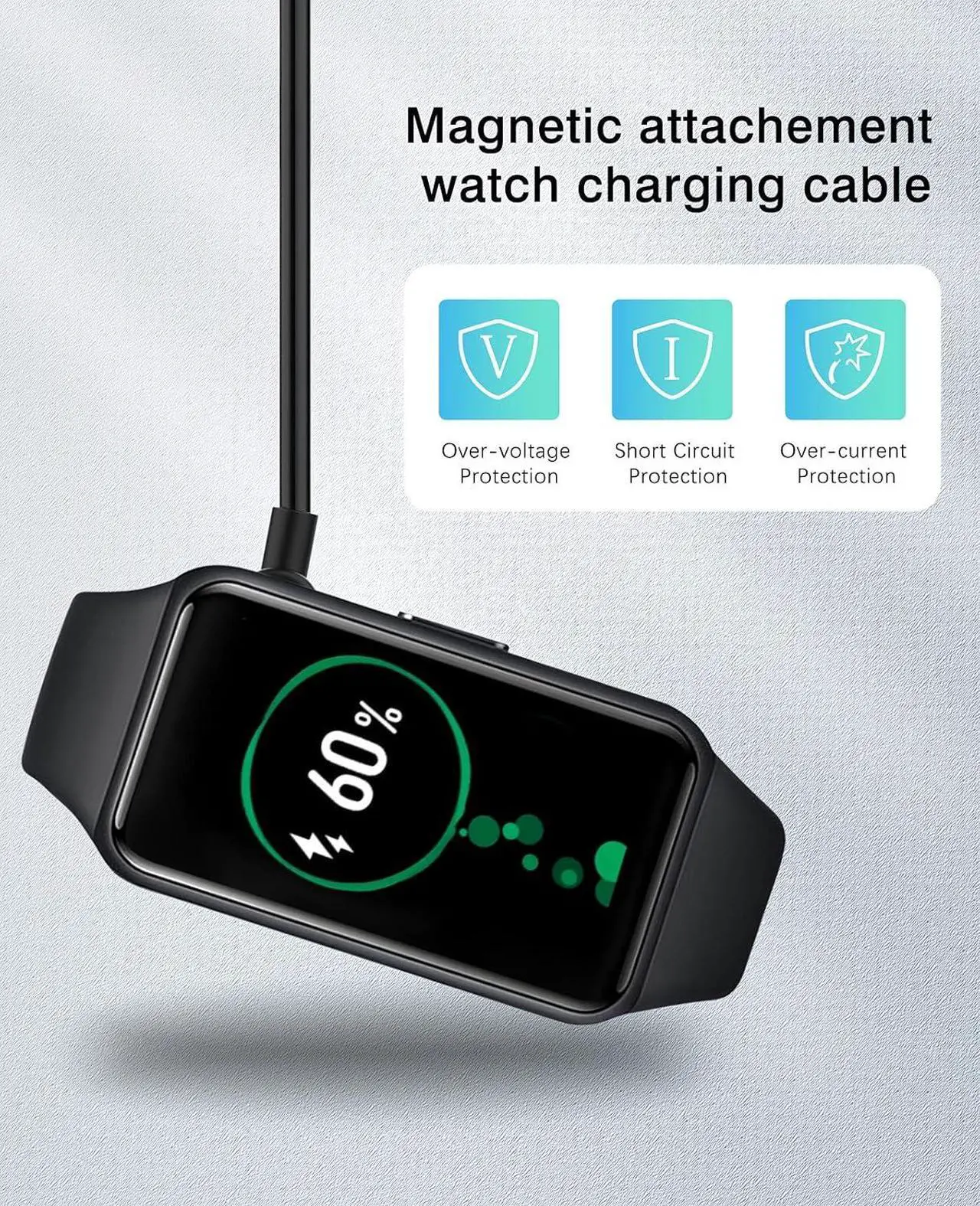 Alt view image 2 of 7 - BONAEVER 2 Packs Charger for Huawei Watch Fit 3/Fit 2/Fit/Fit Mini/Fit New/Huawei Band 9/8/7/6/6 Pro/Honor Band 9/7/6, Magnetic Charger Dock with 100 cm USB Charging Cable Cord, Black