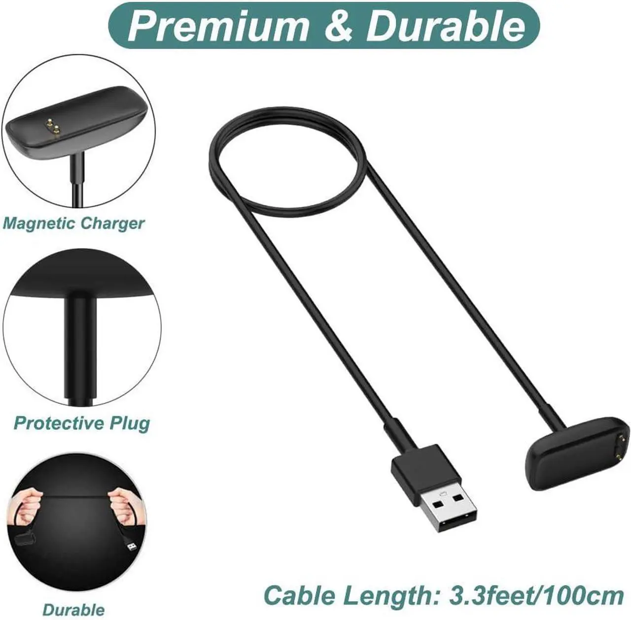 Alt view image 5 of 7 - BONAEVER Charger for Fitbit Charge 5 / Fitbit Charge 6 / Fitbit Luxe, Replacement Charging Cable Cord Accessories for Fitbit Luxe/Charge 5/Charge 6 [2-Pack, 3.3ft/1m]