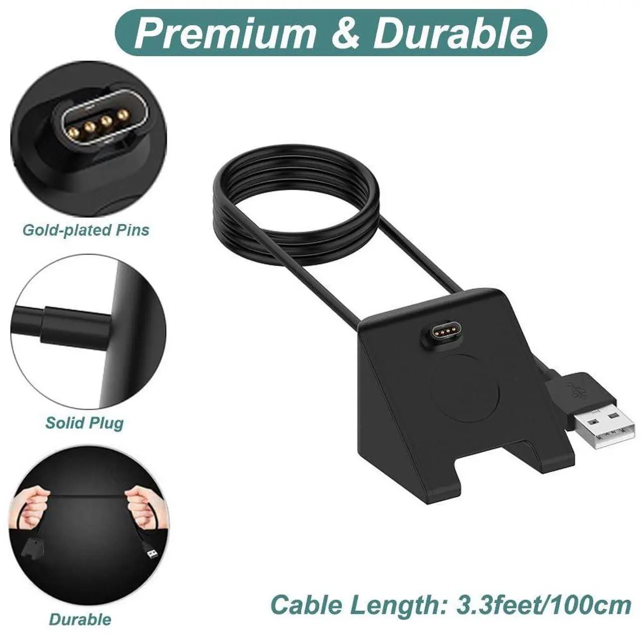 Alt view image 3 of 7 - BONAEVER Charger Cable for Garmin Watch Fenix 8 7X 7S 7 6 5, Forerunner 965 955 945 935 745 265 255 245 165 55 45, Approach S10 S12 S40 S42 S60 S62 S70 Instinct Venu 2 3 Vivoactive 3 4 5 Charging Dock