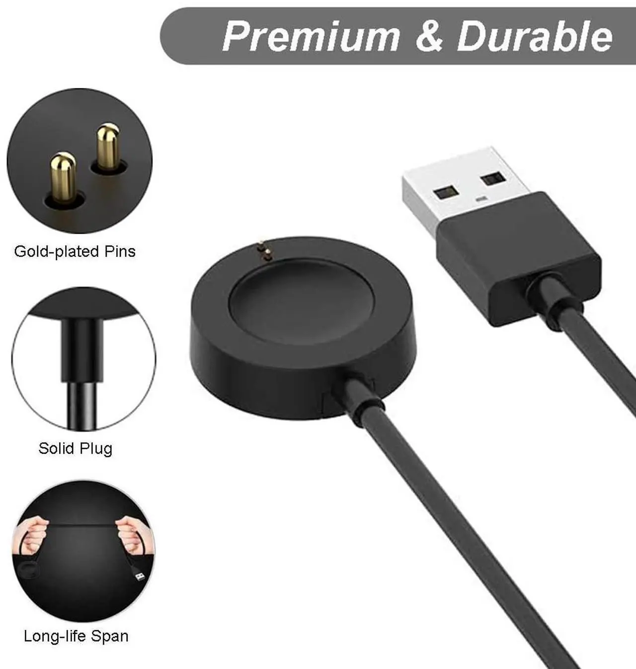 Alt view image 2 of 6 - BONAEVER Charger for Fossil Gen 6 / Gen 5 / Gen 4 / Sport, for Michael Kors Gen 6 / Gen 5E / Gen 5 / Gen 4 Smartwatch Magnetic Charging Cable