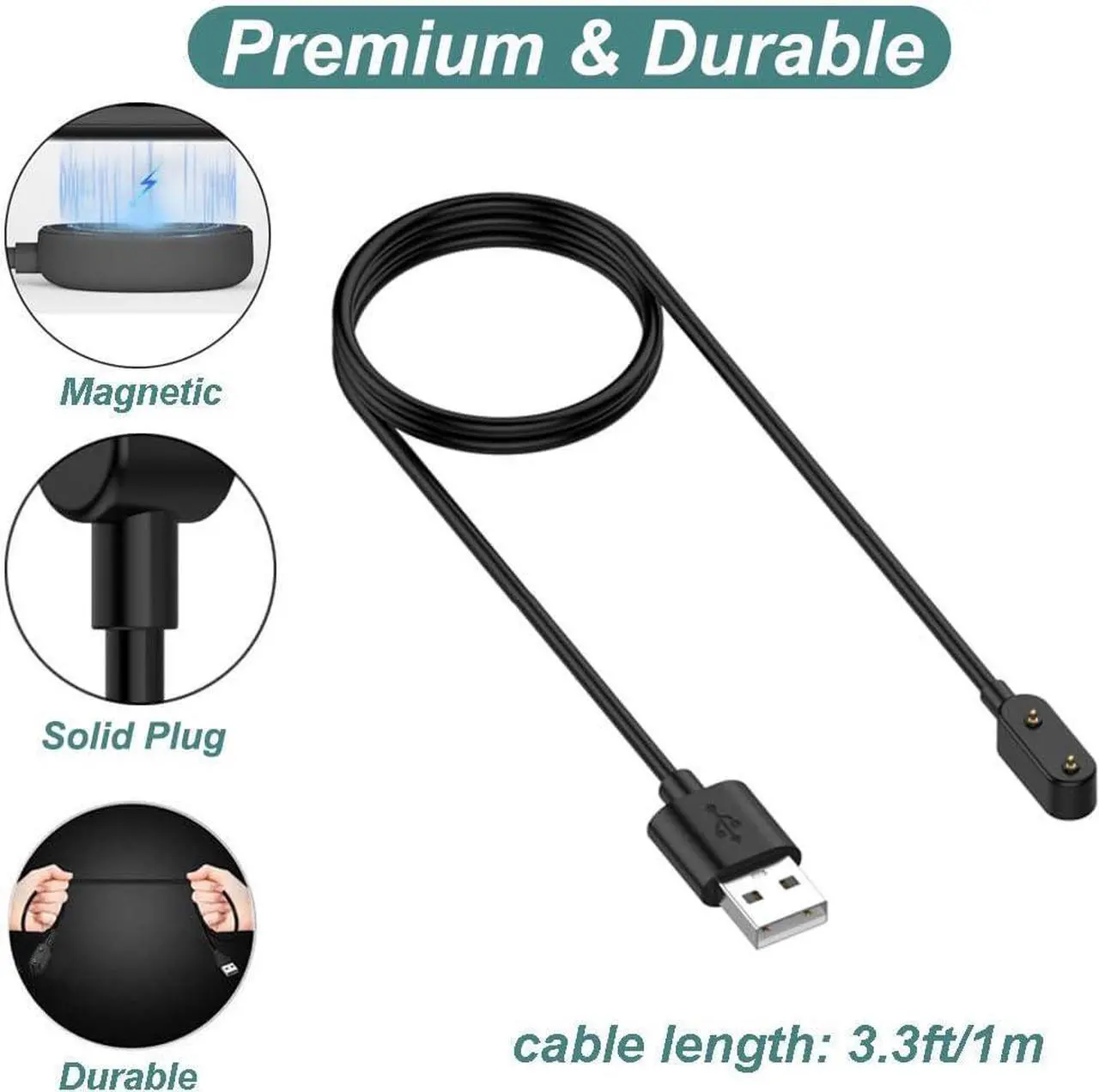 Alt view image 4 of 6 - BONAEVER Charger for Huawei Band 9/8/7/6, Watch Fit/Fit 2/Fit 3/Fit Mini/4X/4Pro, Honor Band 7/6, Watch ES, Replacement Charging Cable (3.3ft/1m)