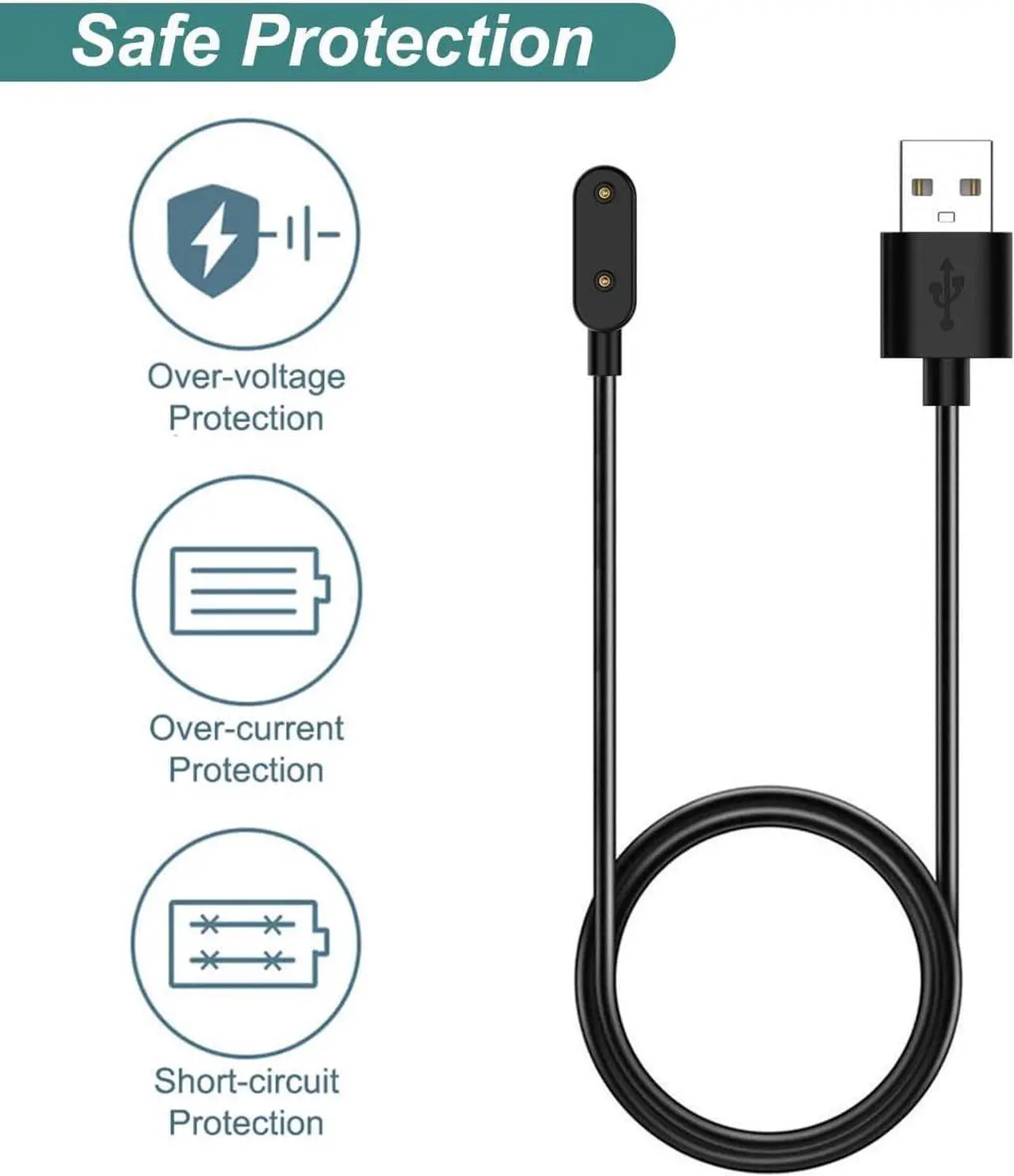 Alt view image 5 of 6 - BONAEVER Charger for Huawei Band 9/8/7/6, Watch Fit/Fit 2/Fit 3/Fit Mini/4X/4Pro, Honor Band 7/6, Watch ES, Replacement Charging Cable (3.3ft/1m)
