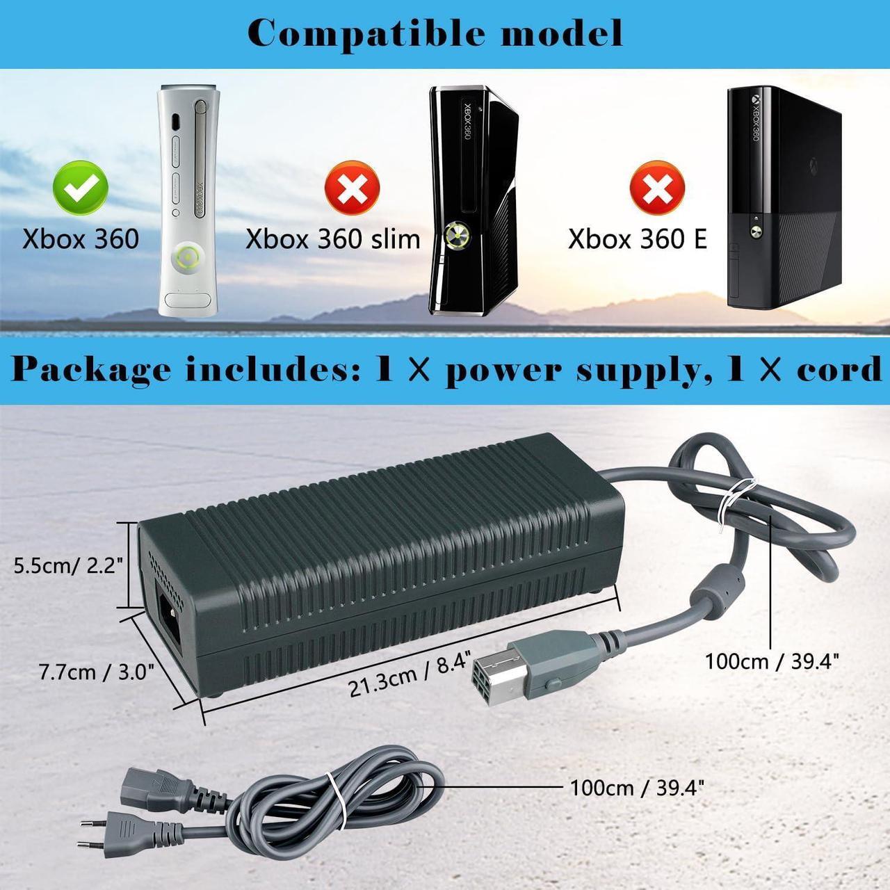 Alt view image 5 of 6 - BONAEVER 100-127V 203W EU Plug AC Adapter Power Supply Brick Cable Cord for Microsoft Xbox 360 Console