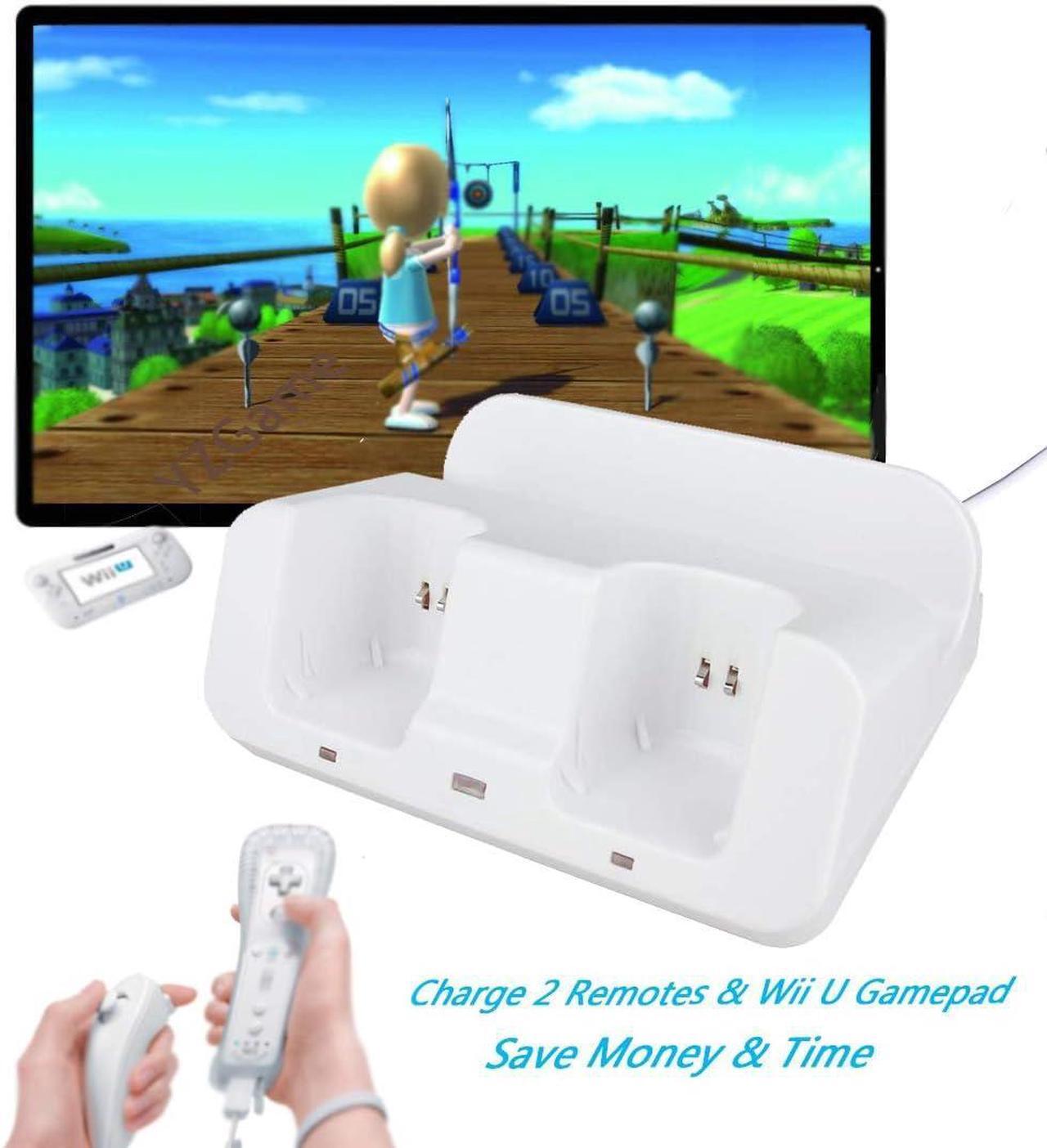Alt view image 3 of 7 - BONAEVER Wii U Charger Dock Station for Wii Remote & Wii U Gamepad with 2 Rechargeable Batteries Charging Cable Led Indicator White
