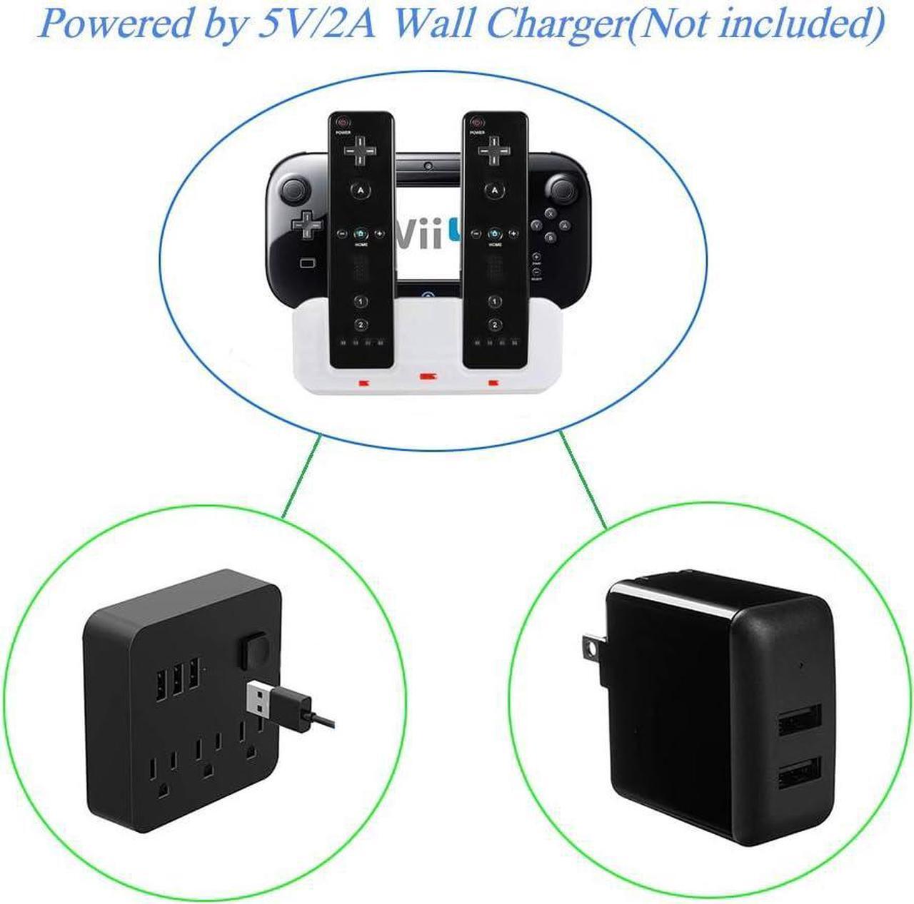 Alt view image 6 of 7 - BONAEVER Wii U Charger Dock Station for Wii Remote & Wii U Gamepad with 2 Rechargeable Batteries Charging Cable Led Indicator White