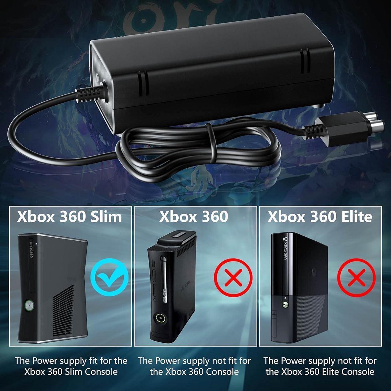 Alt view image 5 of 7 - BONAEVER Power Supply for Xbox 360 Slim with Power Cord, [2022 Enhanced Quieter Version] AC Adapter Power Brick Replacement Charger for Xbox 360 Slim Console