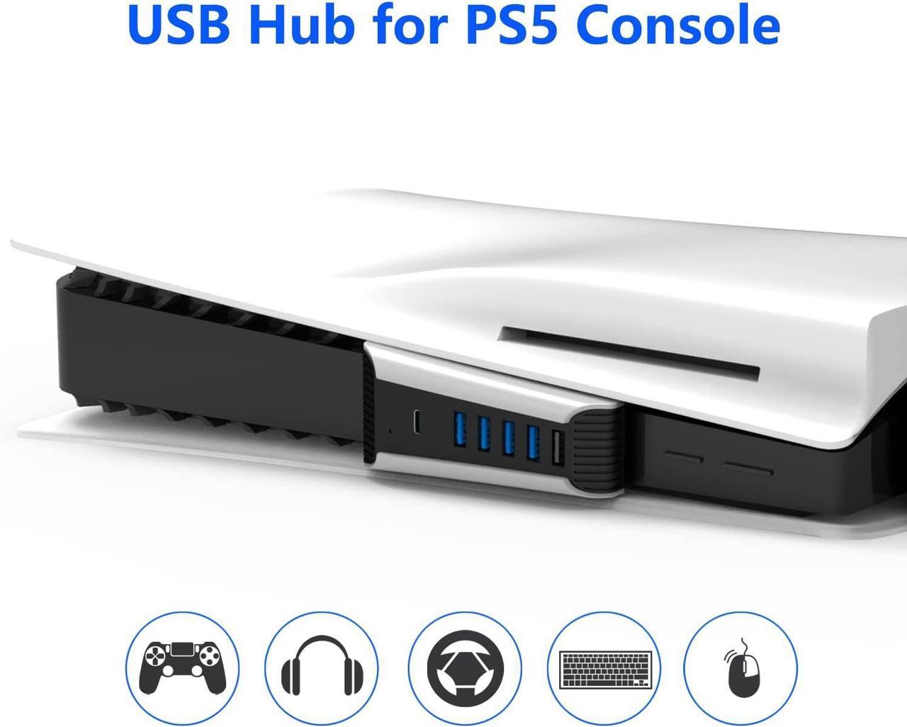Alt view image 3 of 7 - BONAEVER 5 Port USB Hub for PS5, 5 in 1 High Speed USB Expansion Hub Charger Splitter Adapter with USB2.0 Type C Ports for PS5 Console