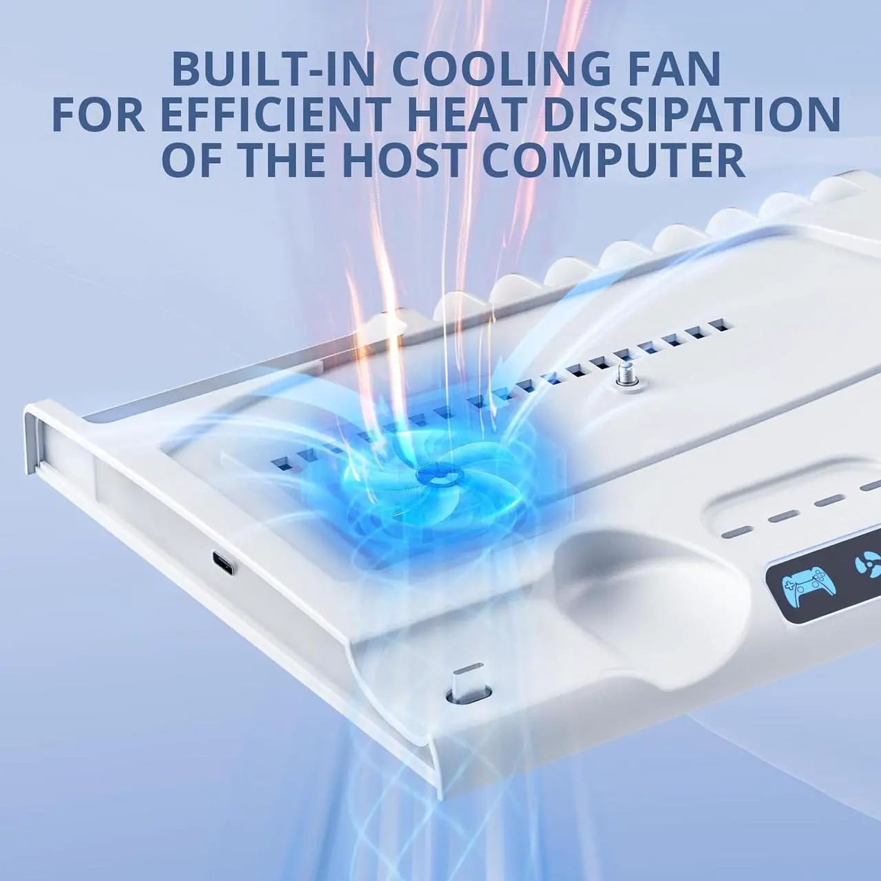 Alt view image 2 of 7 - BONAEVER PS5 Slim Stand Cooling Station with Controller Charging Station for Playsation 5 Slim, PS5 Slim Accessories Kits with Cooling Fan,RGB LED,and Game Slot