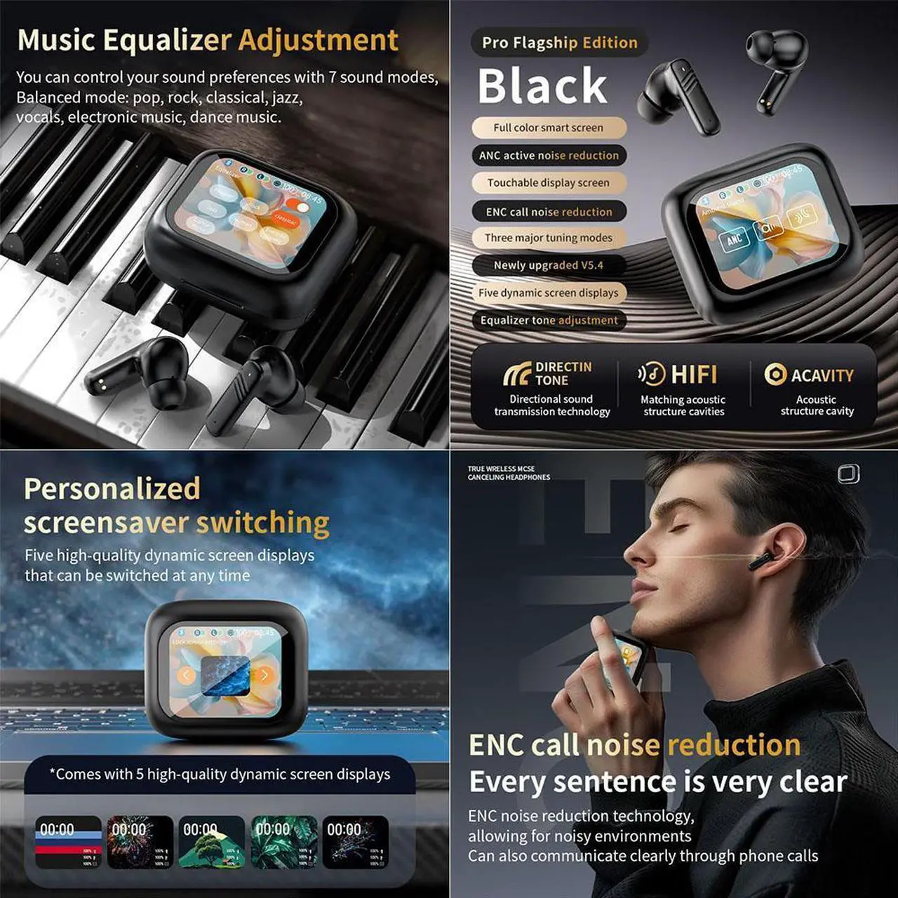 Alt view image 6 of 7 - BONAEVER Wireless Earbuds Bluetooth Headphones Touch Screen Bluetooth Ear Buds with Built-in Mic Extra Comfort IPX5 Waterproof Headset 360 Stereo with Noise Cancellation