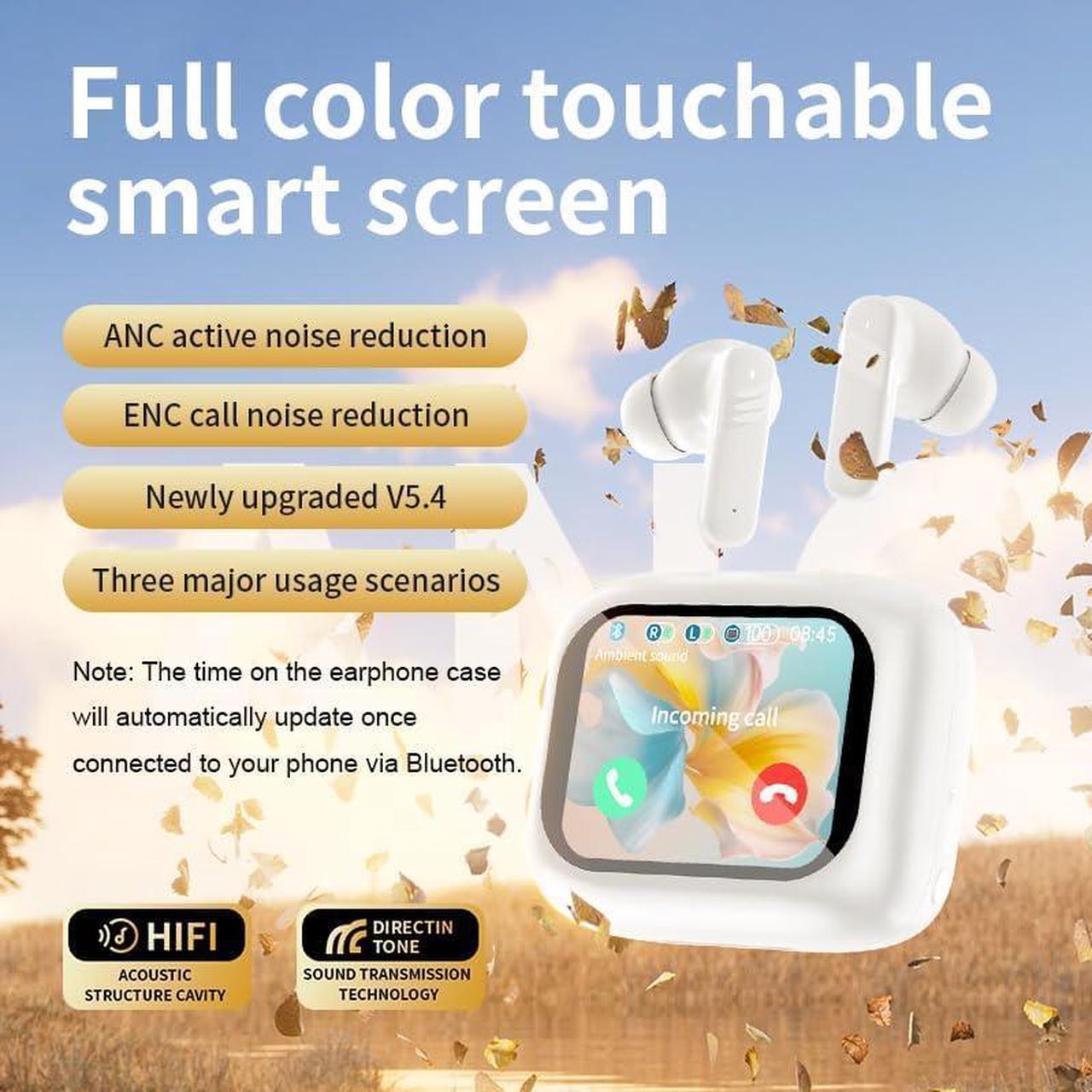 Alt view image 2 of 7 - BONAEVER Wireless Earbuds Bluetooth Headphones Touch Screen Bluetooth Ear Buds with Built-in Mic Extra Comfort IPX5 Waterproof Headset 360 Stereo with Noise Cancellation White