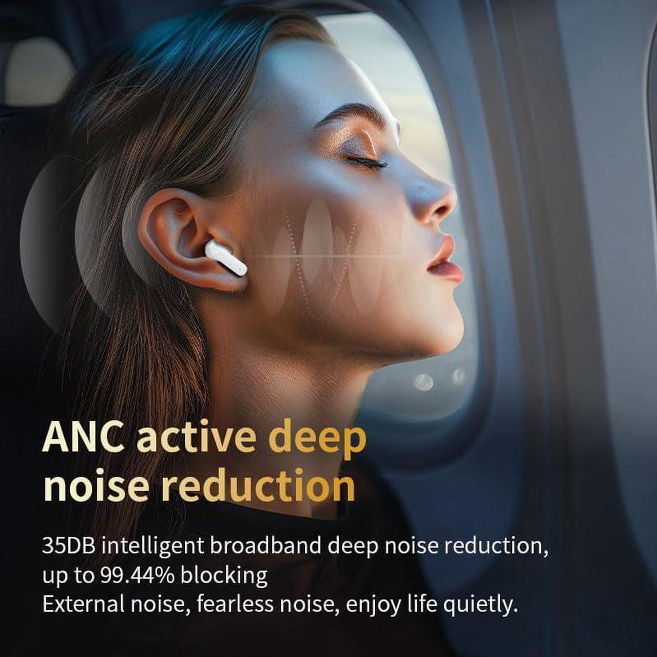 Alt view image 6 of 7 - BONAEVER Wireless Earbuds Bluetooth Headphones Touch Screen Bluetooth Ear Buds with Built-in Mic Extra Comfort IPX5 Waterproof Headset 360 Stereo with Noise Cancellation White