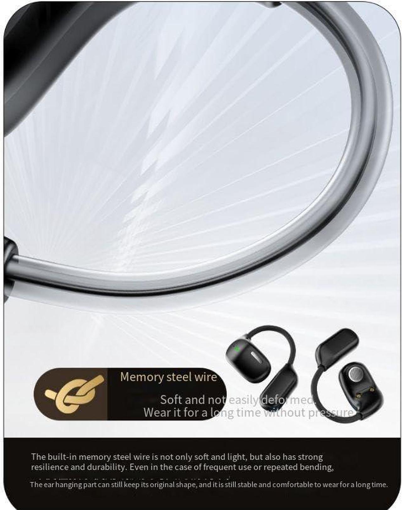 Alt view image 7 of 7 - BONAEVER Open Ear Headphones with Touch Screen Air Conduction Earphone Wireless Bluetooth 5.4 Open Ear Headphones with Noise Cancellation, Earbuds with Earhooks for Workout Driving Walking, Black