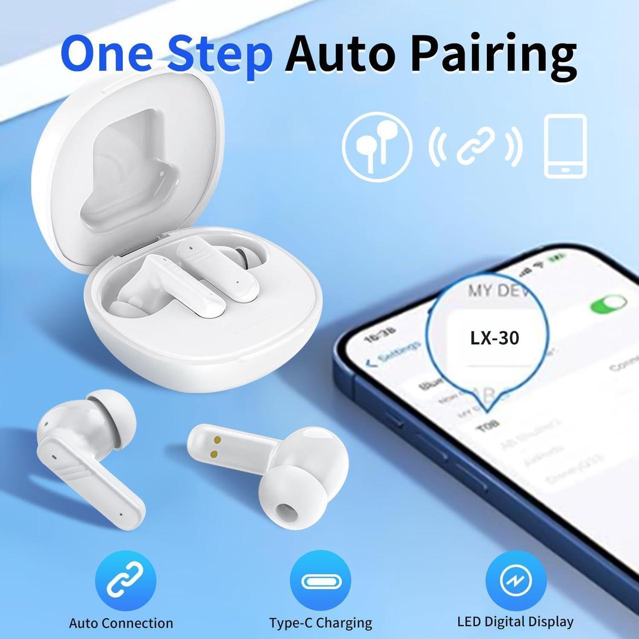 Alt view image 4 of 7 - BONAEVER Wireless Earbuds, Touch Screen Bluetooth 5.4 Ear Buds, ACN/ENC Noise Cancelling Earphones, IPX5 Waterproof In Ear HiFi Sound Stereo Wireless Heardphones White