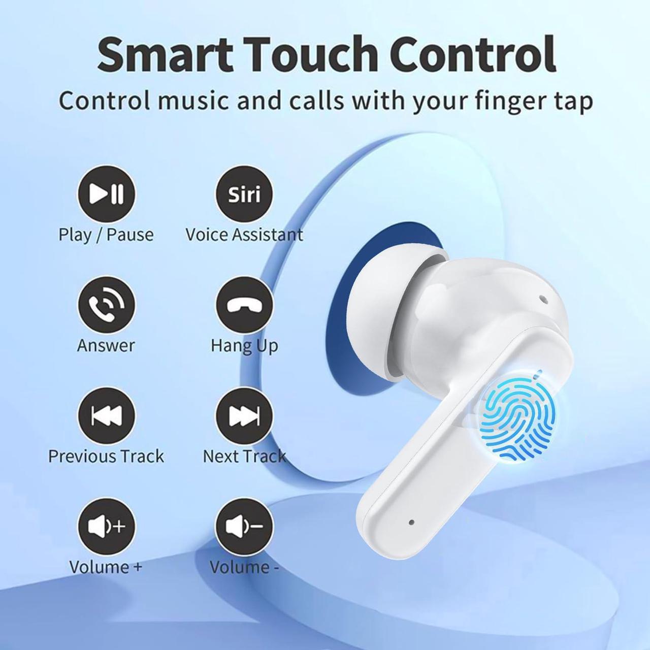 Alt view image 5 of 7 - BONAEVER Wireless Earbuds, Touch Screen Bluetooth 5.4 Ear Buds, ACN/ENC Noise Cancelling Earphones, IPX5 Waterproof In Ear HiFi Sound Stereo Wireless Heardphones White