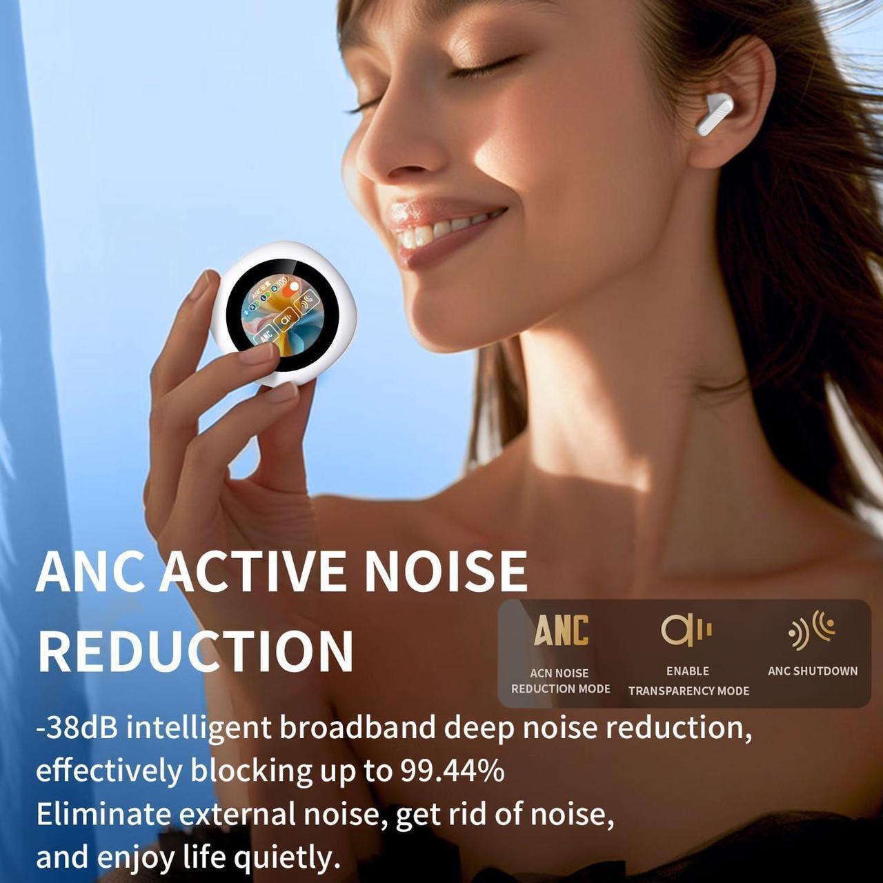 Alt view image 7 of 7 - BONAEVER Wireless Earbuds, Touch Screen Bluetooth 5.4 Ear Buds, ACN/ENC Noise Cancelling Earphones, IPX5 Waterproof In Ear HiFi Sound Stereo Wireless Heardphones White