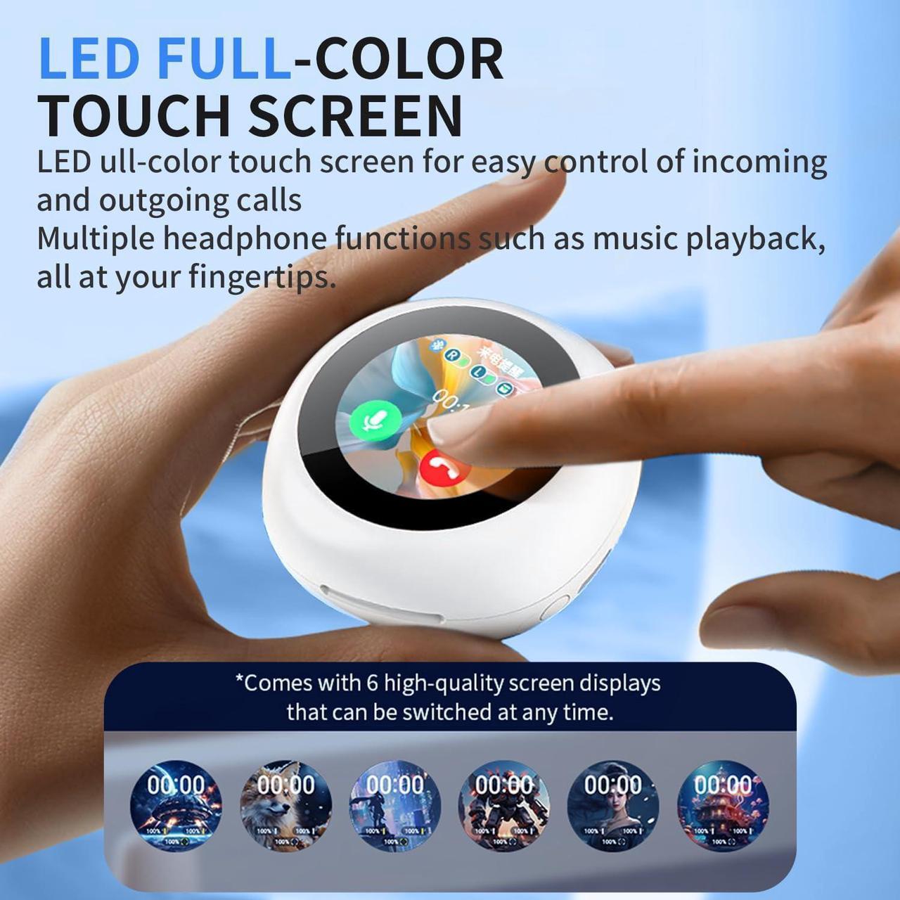 Alt view image 6 of 7 - BONAEVER Wireless Earbuds, Touch Screen Bluetooth 5.4 Ear Buds, ACN/ENC Noise Cancelling Earphones, IPX5 Waterproof In Ear HiFi Sound Stereo Wireless Heardphones White
