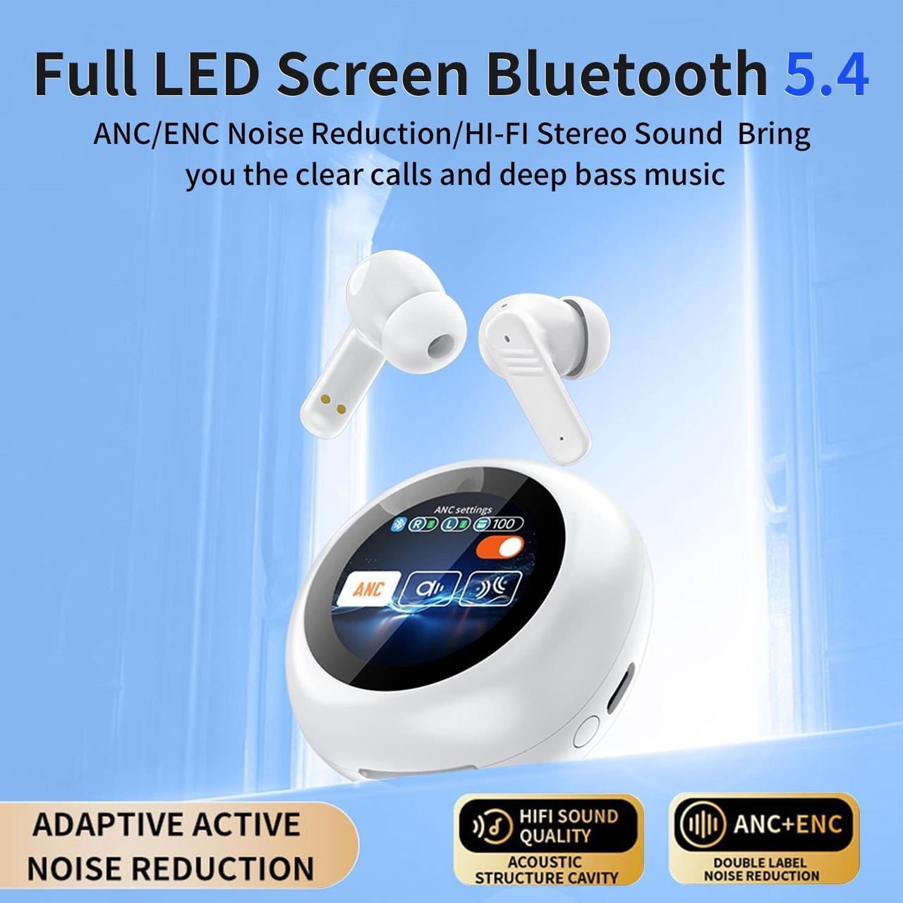 Alt view image 3 of 7 - BONAEVER Wireless Earbuds, Touch Screen Bluetooth 5.4 Ear Buds, ACN/ENC Noise Cancelling Earphones, IPX5 Waterproof In Ear HiFi Sound Stereo Wireless Heardphones White