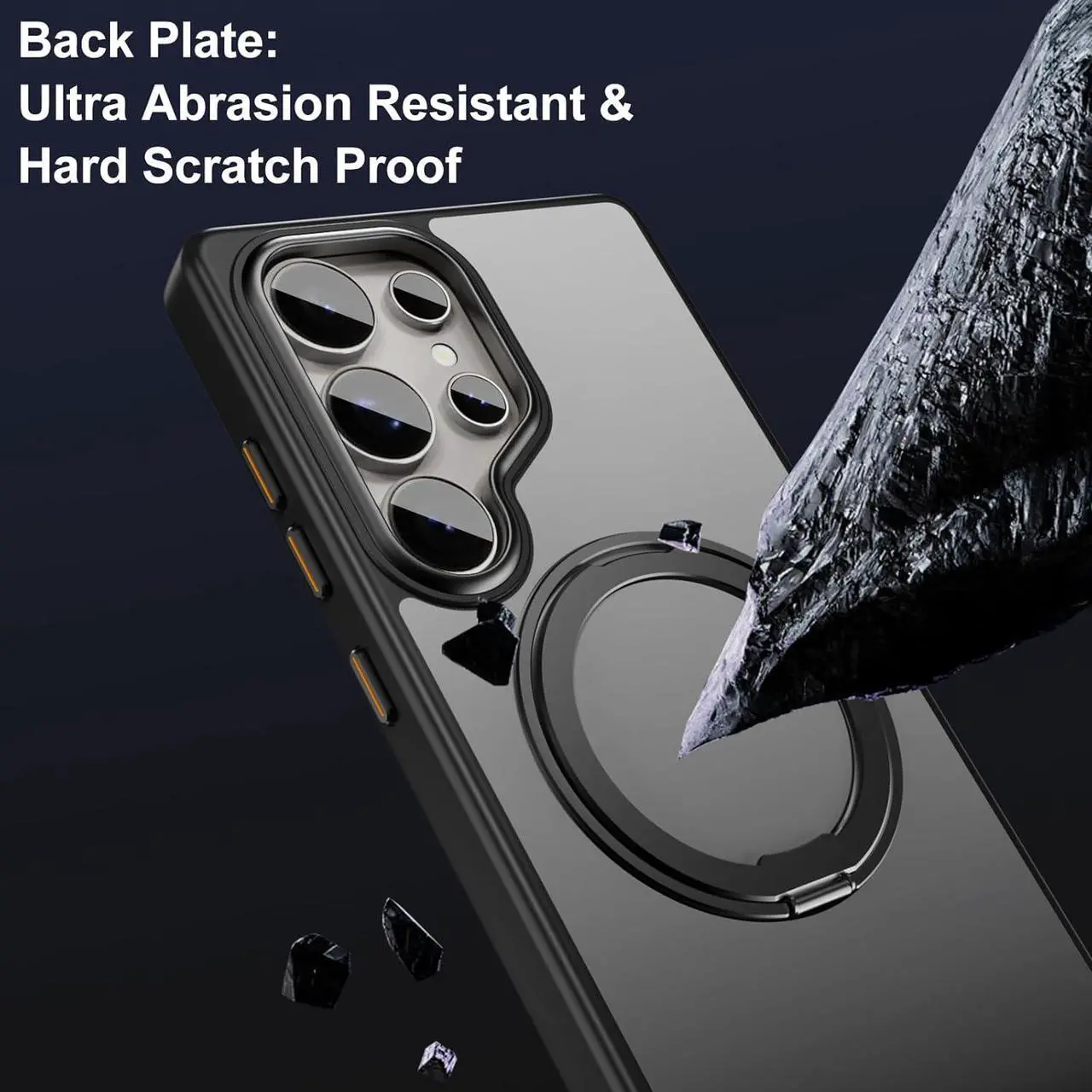 Alt view image 7 of 7 - BONAEVER Magnetic Compatible for Samsung Galaxy S25 Ultra Case 360° Invisible Ring Stand [Military Drop Protection] Anti-Fingerprint Shockproof Translucent Design for Galaxy S25 Ultra