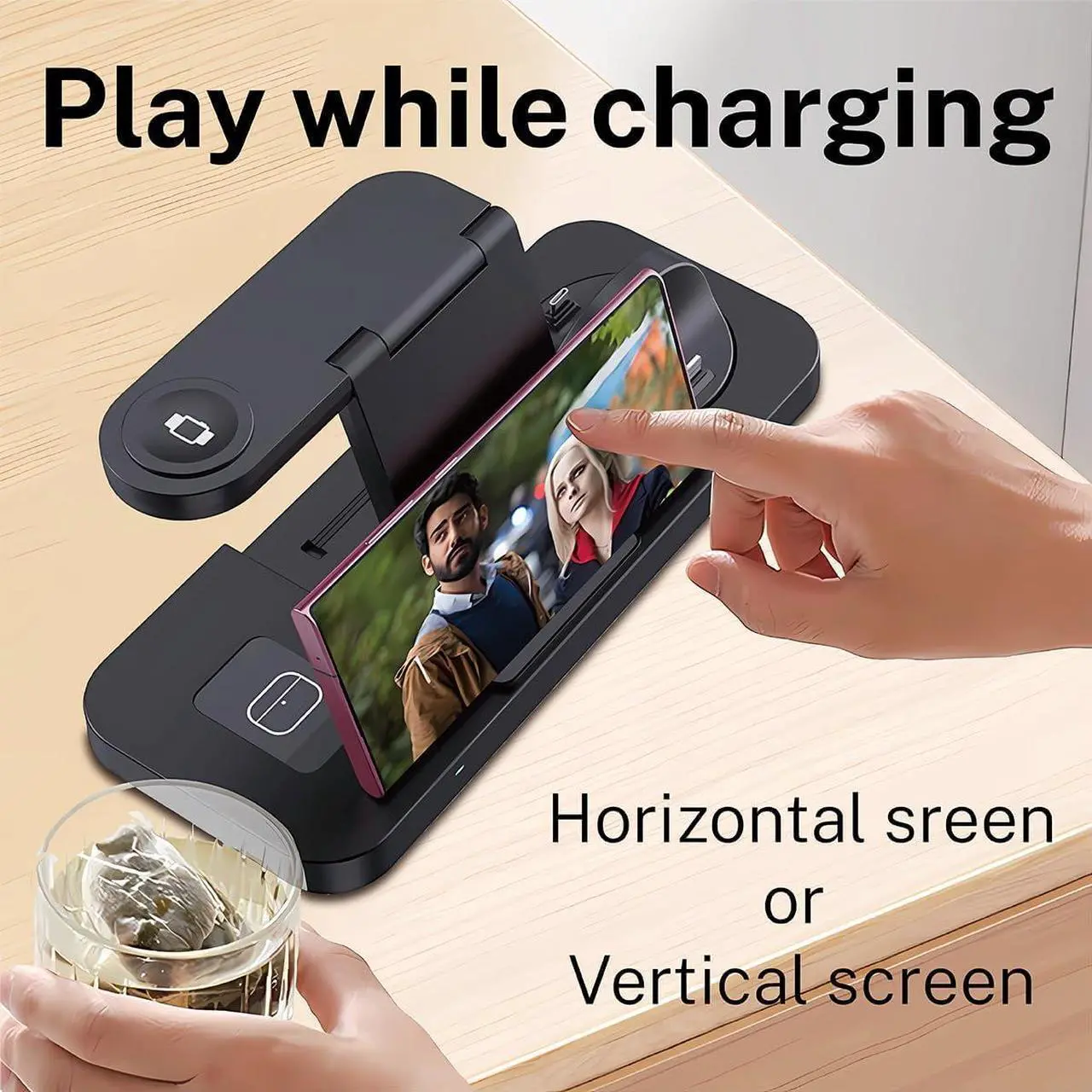 Alt view image 6 of 7 - BONAEVER 6-in-1 Fast Wireless Charging Station for iPhone 16/15/14/13 Series, Apple Watch Ultra/9/8/7/6/5/4/3/2/1, AirPods Pro/1/2,18W Qi-Certified Wireless Charger with QC 3.0 Adapter