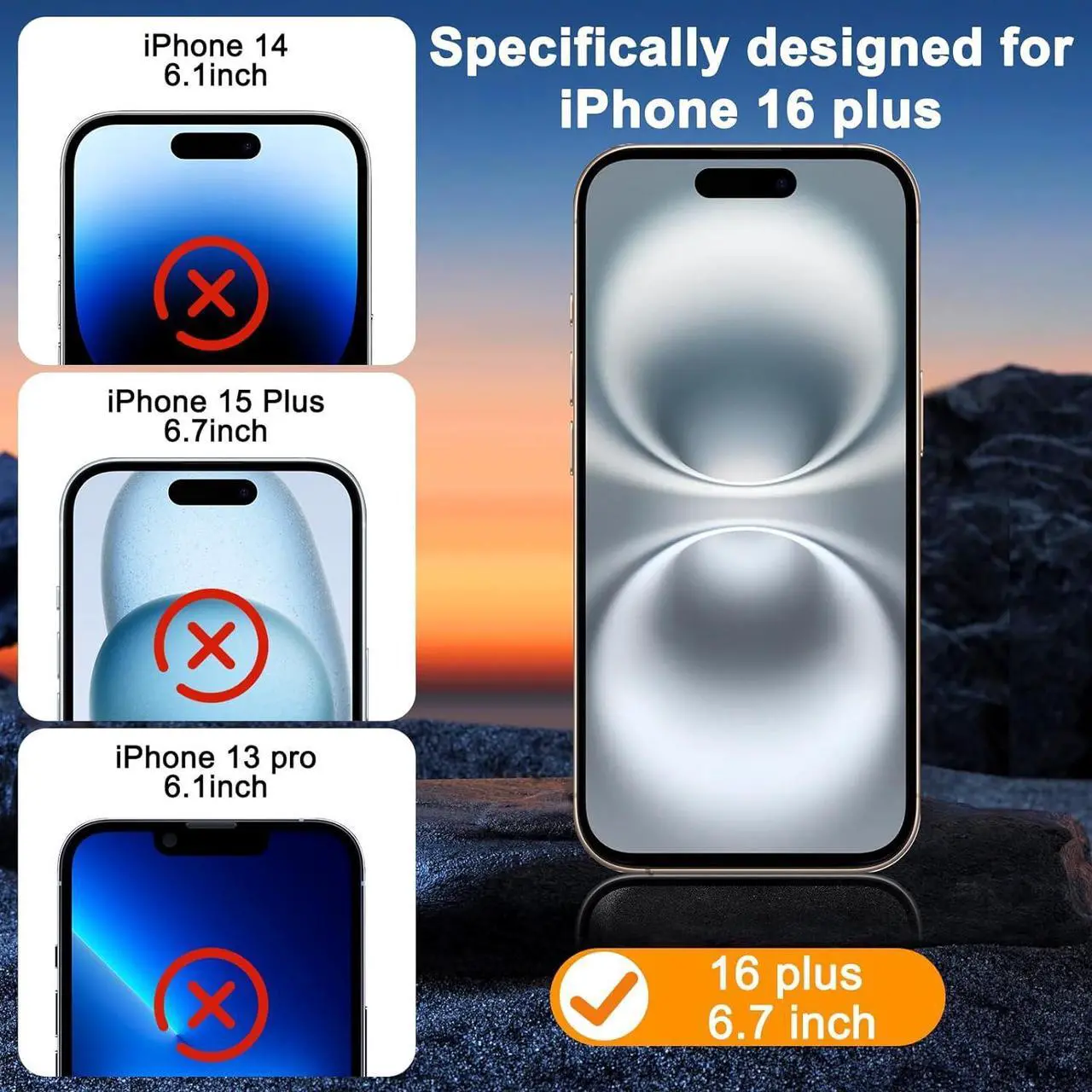 Alt view image 2 of 7 - BONAEVER 3 Pack Screen Protector for iPhone 16 Plus with 3 Pack Camera Lens Tempered Glass Protector, 6.7 Inch HD Clear 9H Hardness Full Coverage, Scratch Resistent, Easy Installation, Bubbles Free