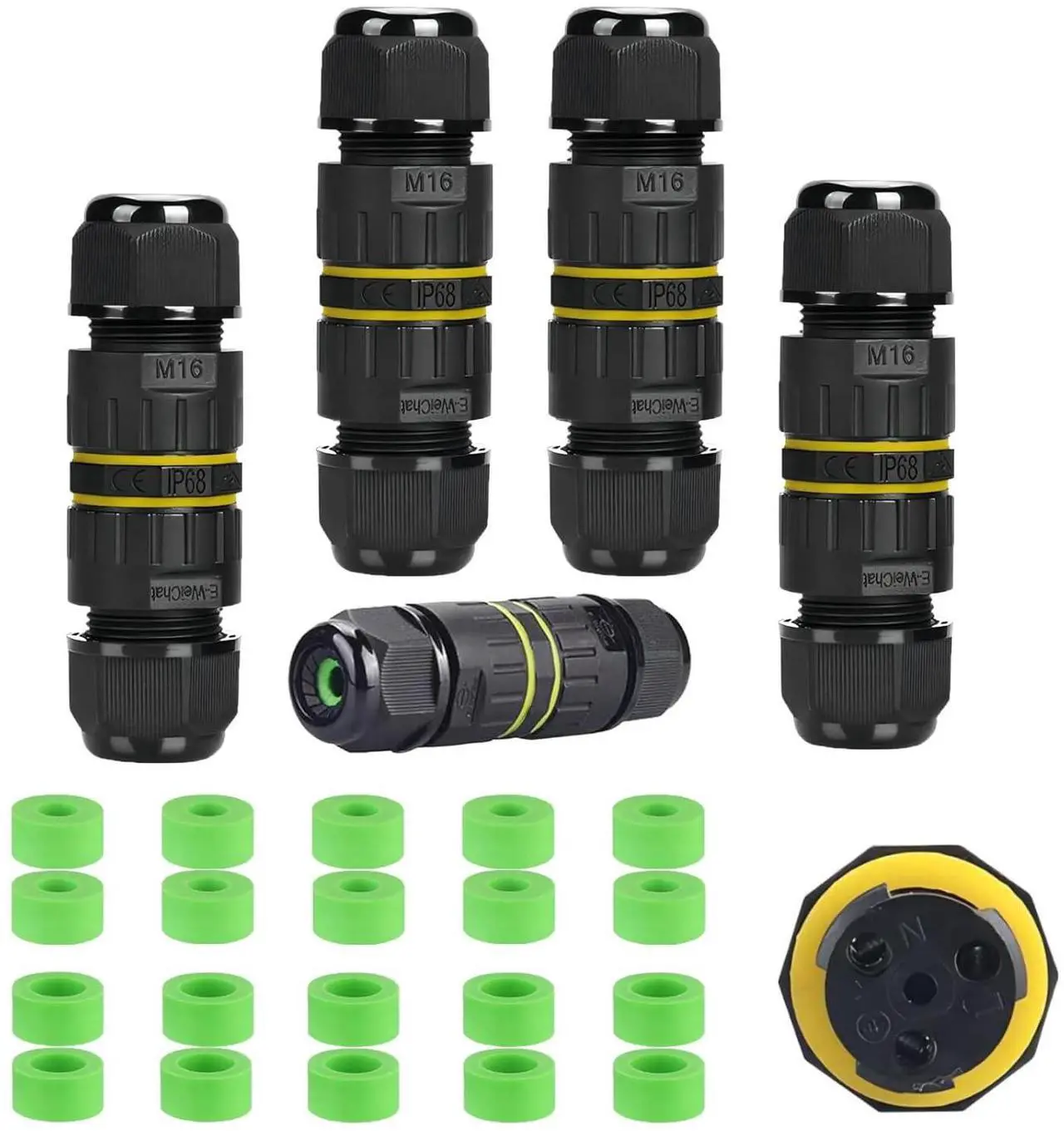 Main image of BONAEVER Waterproof Electrical connectors,Outdoor Waterproof Electrical Trailer Junction Box,M16 Junction Box 2 pin 3 pin for 3.5-10 mm Cable Diameter Waterproof Extension Cord Connector Repair kit