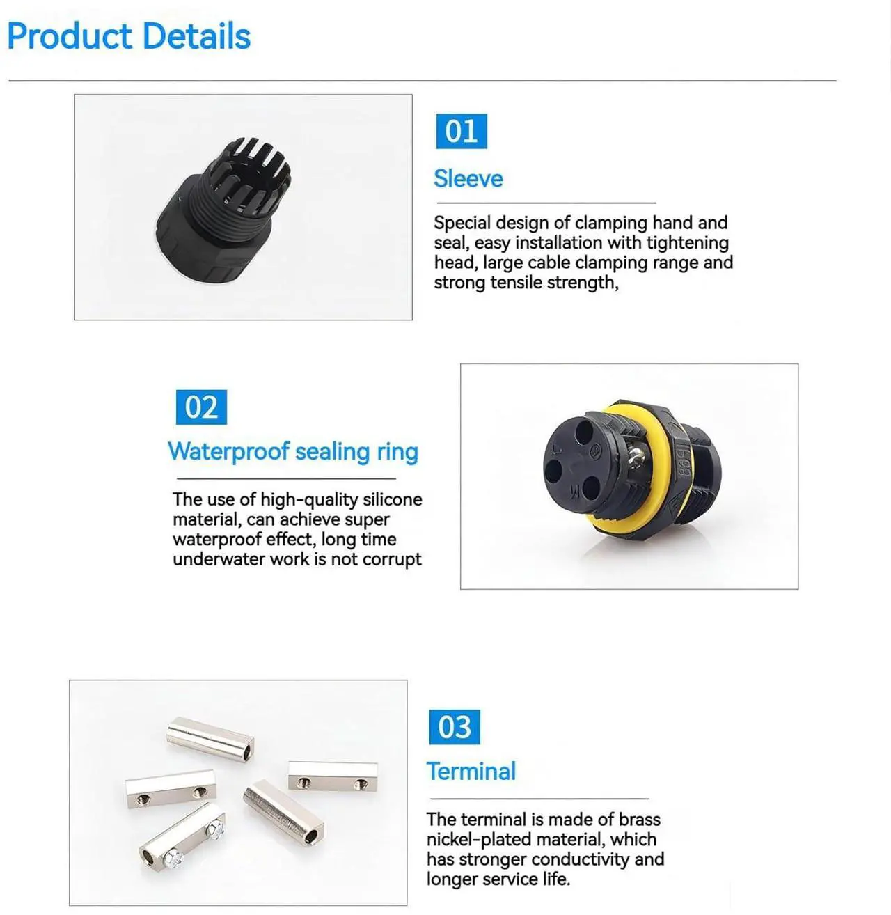 Alt view image 3 of 7 - BONAEVER Waterproof Electrical connectors,Outdoor Waterproof Electrical Trailer Junction Box,M16 Junction Box 2 pin 3 pin for 3.5-10 mm Cable Diameter Waterproof Extension Cord Connector Repair kit
